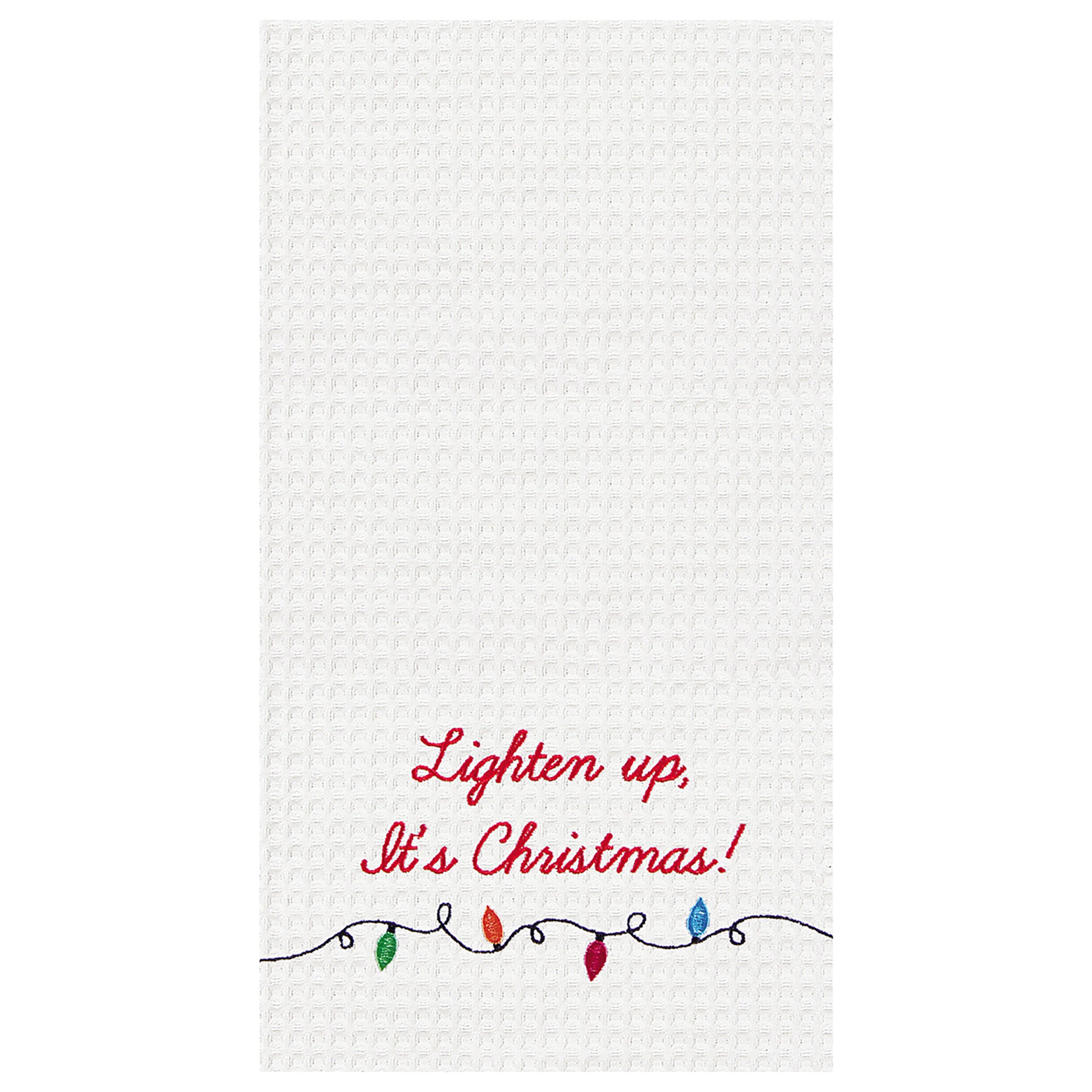 C&F Home Christmas Embroidered Waffle Weave Kitchen Towel - Red Holiday Decor for Kitchen, Dining, and Festive Home Decoration
