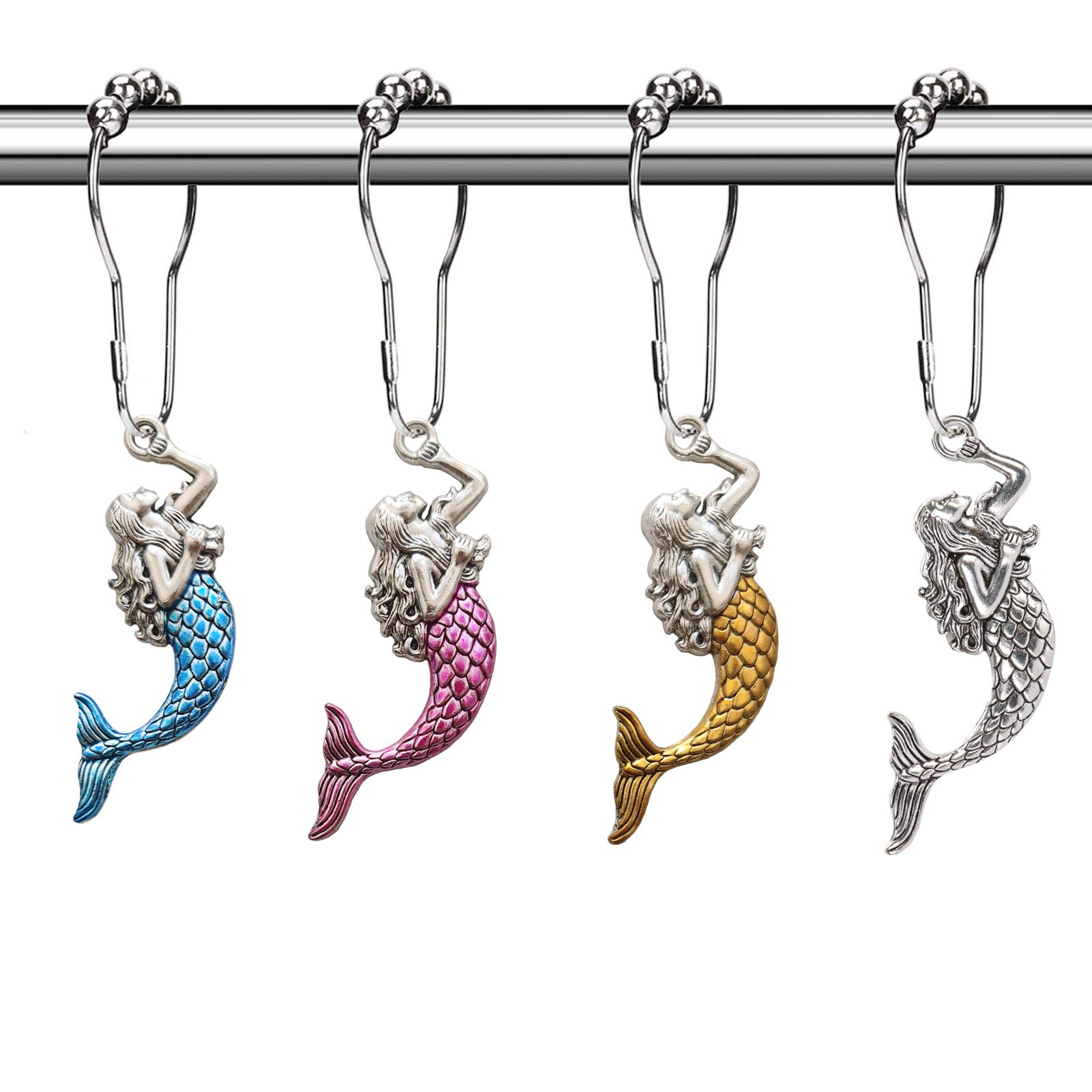 Rust-Proof Sea Theme Shower Curtain Hooks - Ocean Beach Coastal Tropical Bathroom Decor for Curtain Liners | Perfect for Beach House, Nautical & Coastal Style Bathrooms