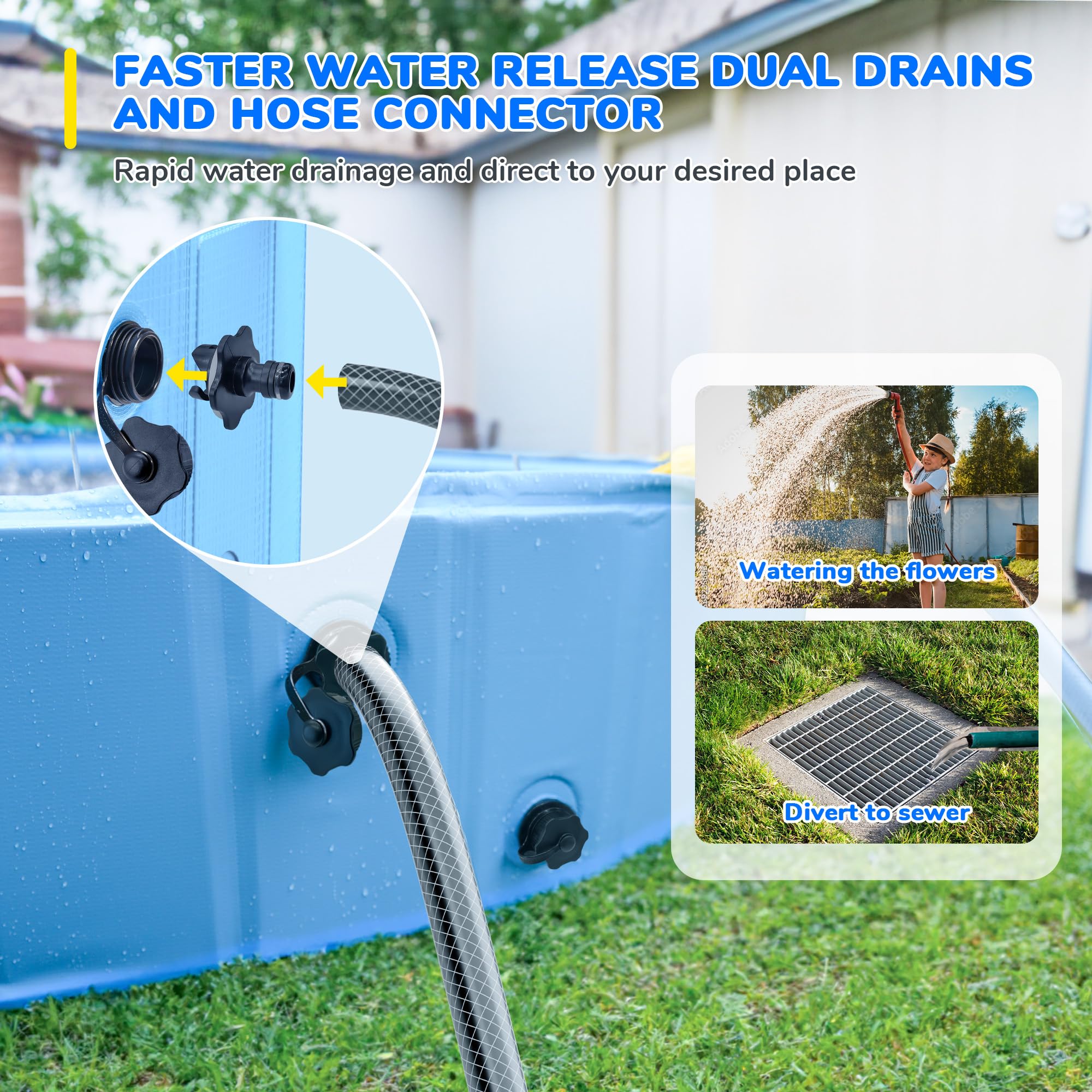 71'' Foldable Dog Pool for Large Dogs - Non-Slip Kids Swimming Pool with Sprinkler | Heavy Duty Hard Plastic Kiddie Splash Pad for Backyard Fun (Blue) | Perfect for Summer Playtime, Pet Bathing & Outdoor Water Activities