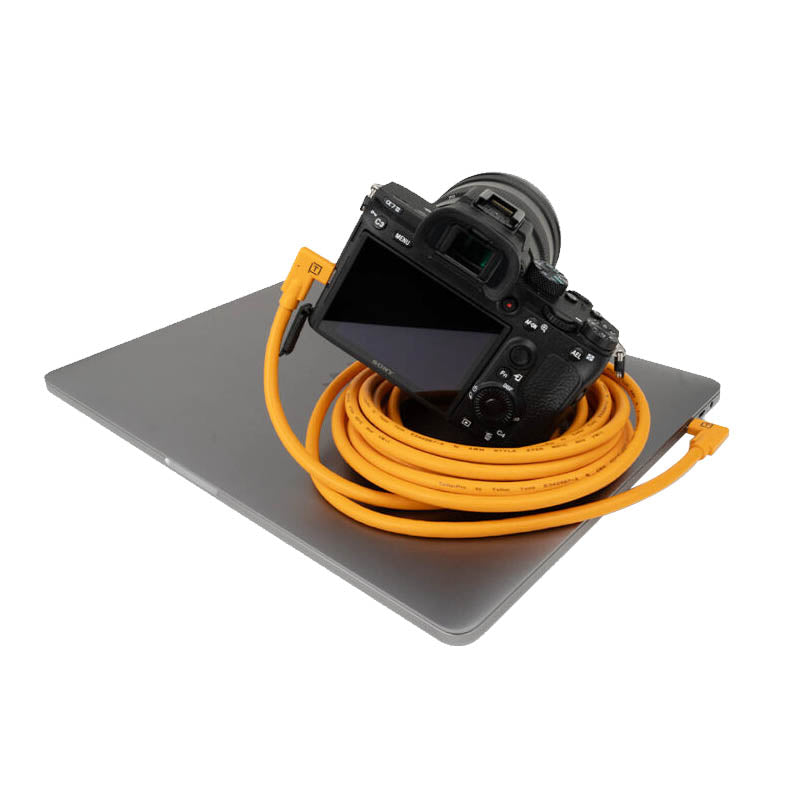 TetherPro 4.6m (15ft) USB C to USB C Right Angle Cable - High Speed Charging & Data Sync - High Visibility Orange - Perfect for Gaming, VR Headsets & Tight Spaces