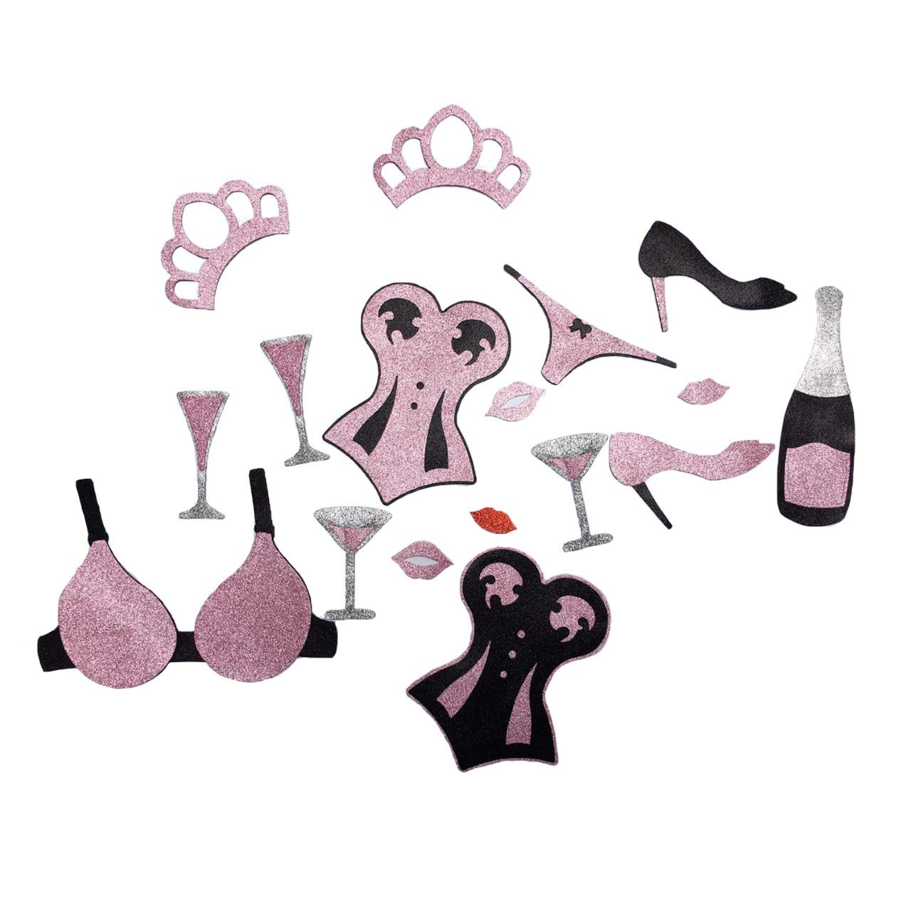 Bachelorette Party Photo Booth Props Set - 15 Piece Bride & Groom on a Stick - Fun Wedding Shower Decorations for Bridal Showers & Bachelorette Parties