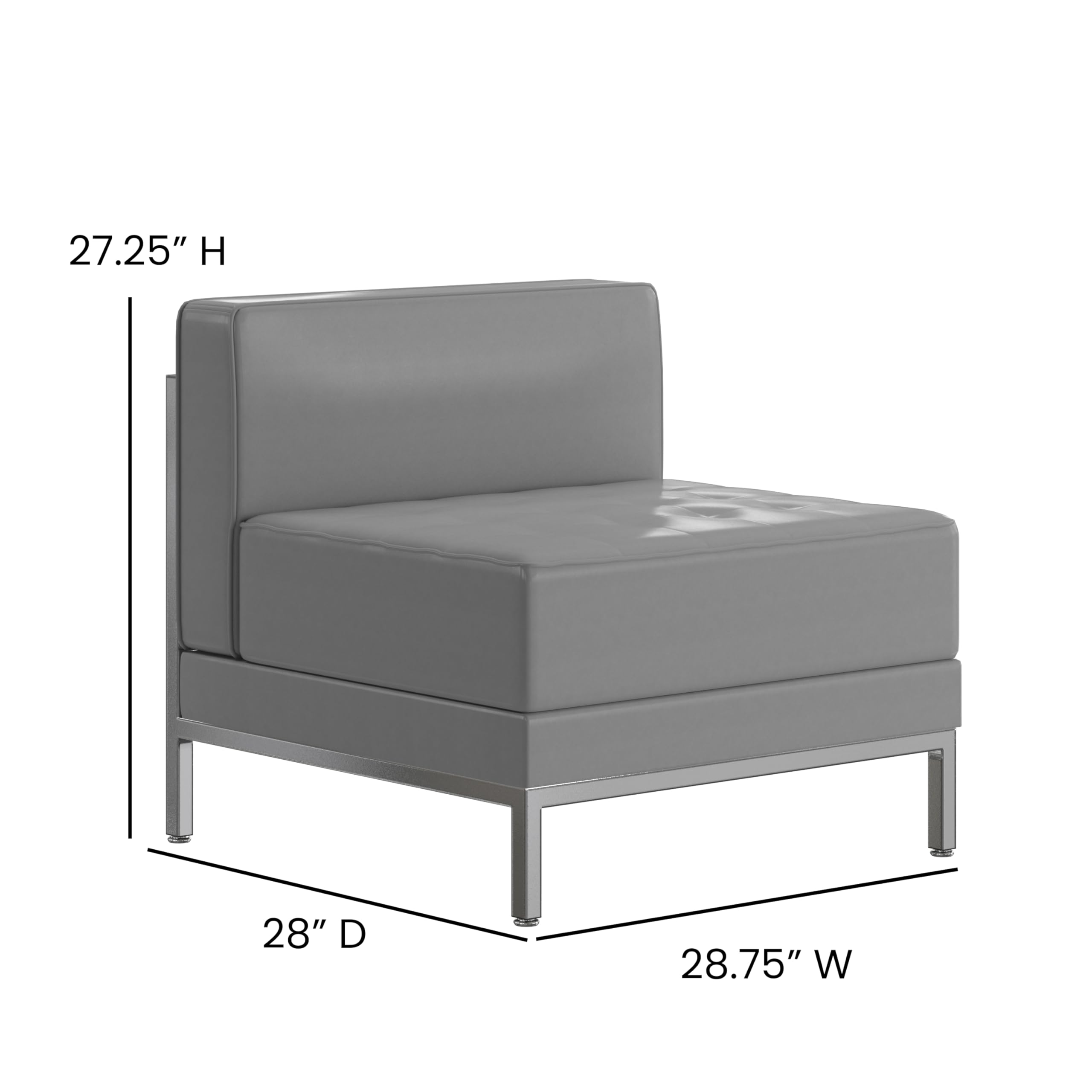 Flash Furniture Hercules Series Contemporary Gray Leathersoft Middle Chair - Ergonomic Office Chair for Home & Work, Comfortable Desk Chair for Long Hours Sitting