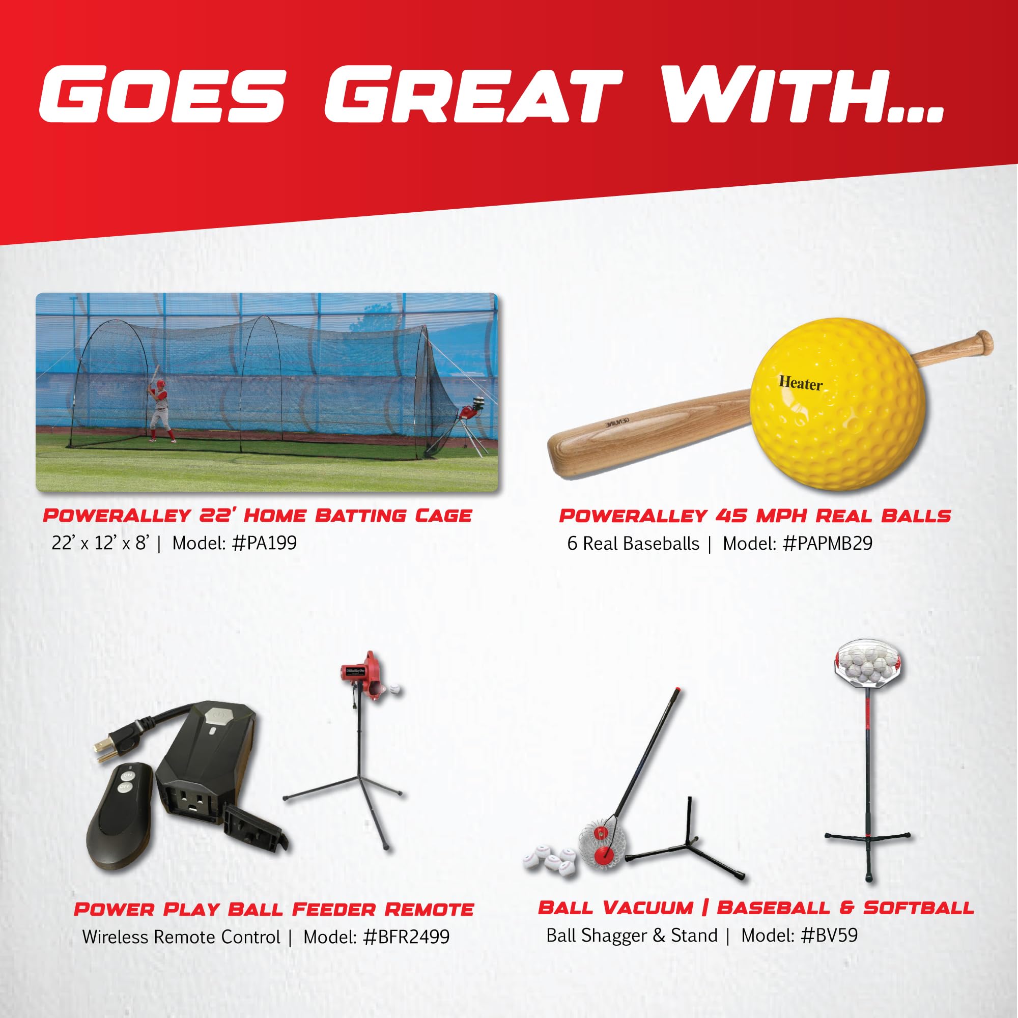 Heater Power Alley Pro Baseball Pitching Machine - Adjustable Speed Up to 45 MPH, Portable Baseball Training Equipment for Batting, Pitching & Fielding Practice | Perfect for Backyard, Team Drills & Baseball Skill Development
