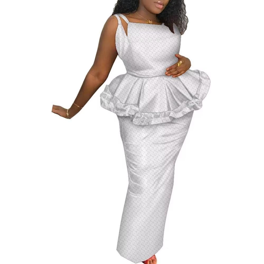 Stylish African 2-Piece Outfit Set for Women - Jacquard Weave Top & Skirt, Traditional Summer Suit | Perfect for Cultural Events, Weddings & Vacation Wear