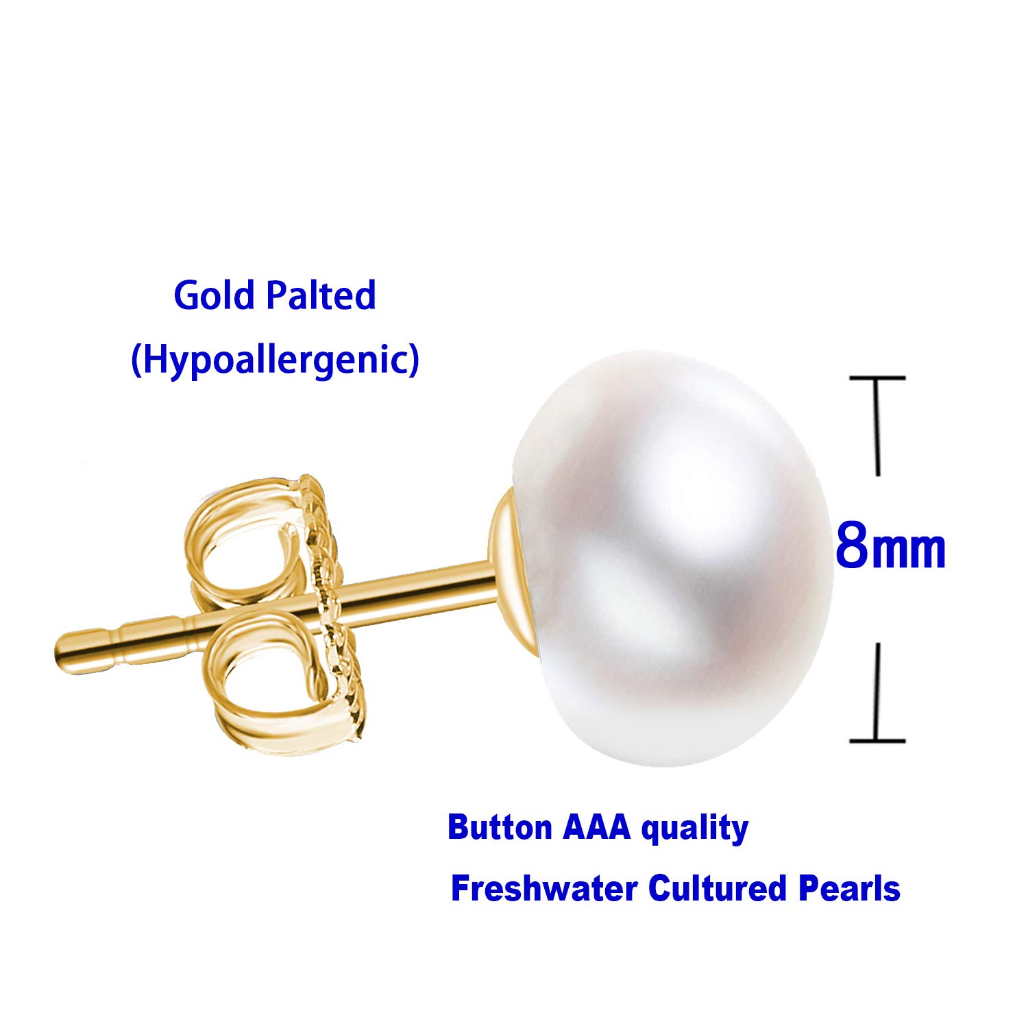 Sterling Silver White Button Freshwater Pearl Stud Earrings for Women – Elegant & Timeless Jewelry Gift for Birthday, Anniversary & Special Occasions