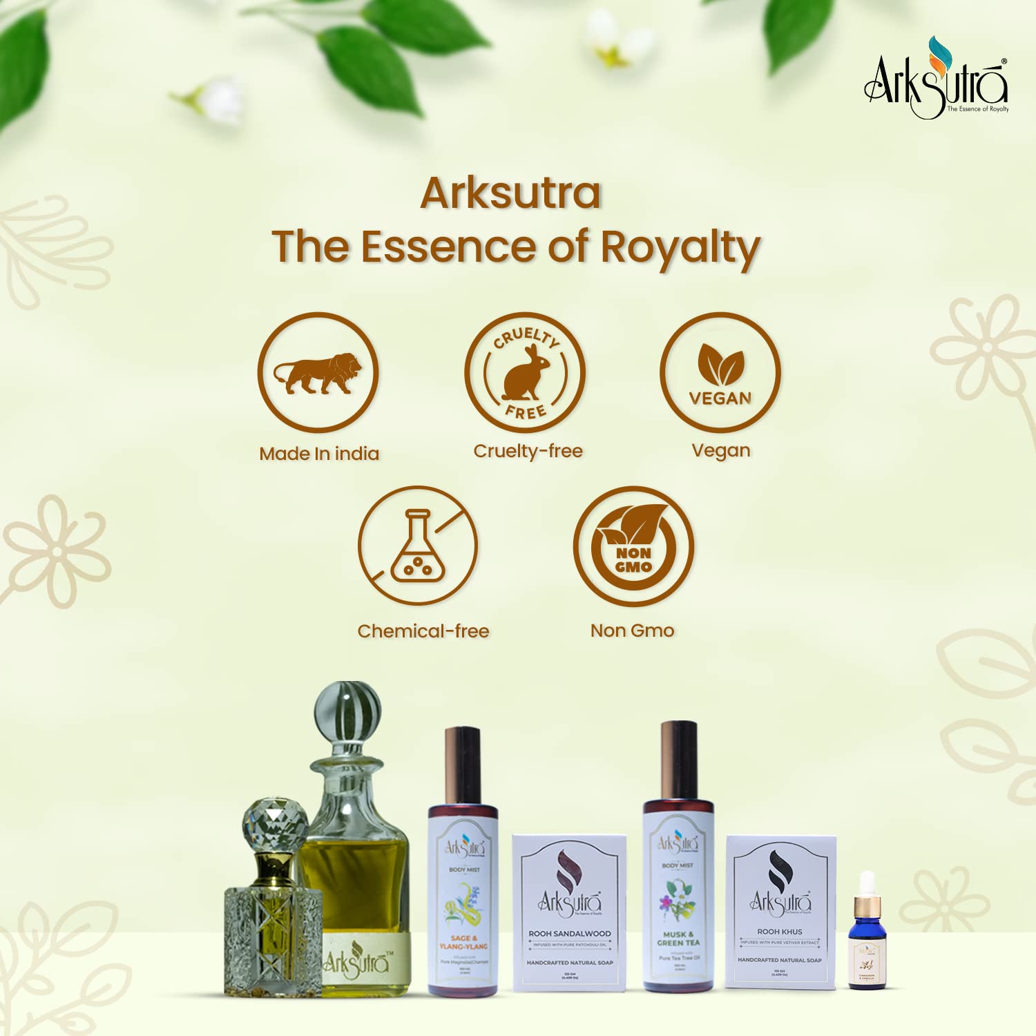 Arksutra Handcrafted Lemon & Neroli Soap with Basil Extract - Natural Exfoliating Bar Soap for Refreshing Skin Care | Perfect for Shower, Bath & Gift Sets