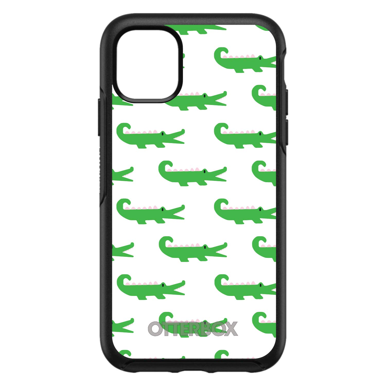 DistinctInk iPhone 12/12 Pro Case (6.1 Inch) - Slim Protective Cover with Cartoon Alligator Design, Shockproof & Scratch Resistant - Perfect Replacement for OtterBox Symmetry - Green & White Alligator Pattern - Ideal for Daily Use, Work & Outdoor Activities