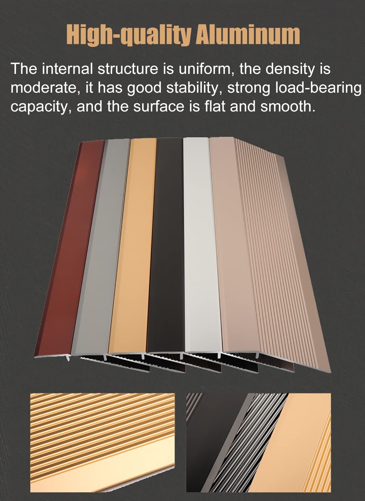 Metal Floor Transition Strip for Wood to Tile & Vinyl - Non-Slip Threshold Reducer for Carpets & Wheelchair Ramps (Silver, 59in/150cm) - Perfect for Home, Office & Commercial Spaces