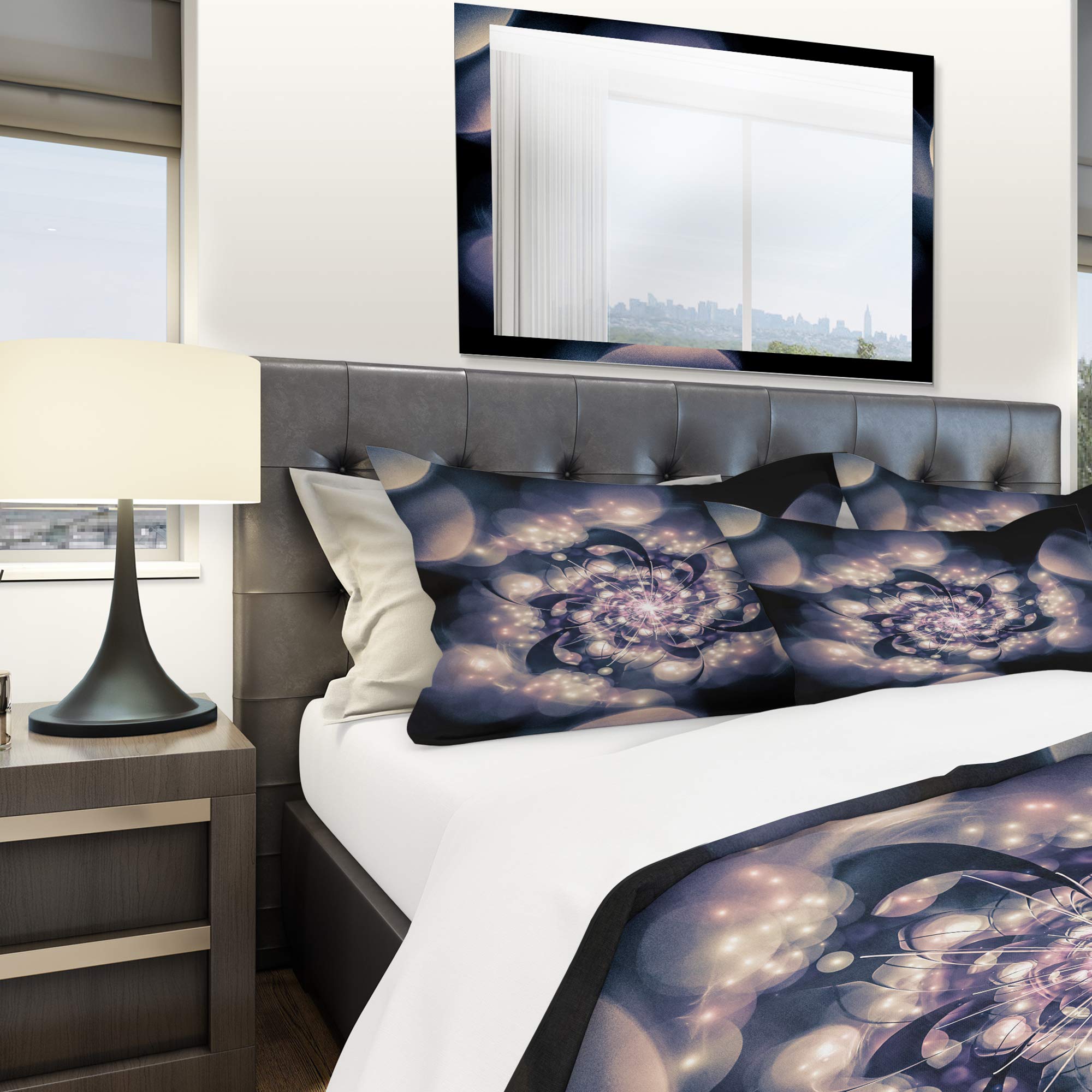 Black & White Fractal Floral Duvet Cover Set Queen - 3 Piece Nautical Coastal Bedding for All Seasons | Perfect for Beach House, Guest Room & Modern Bedroom Decor