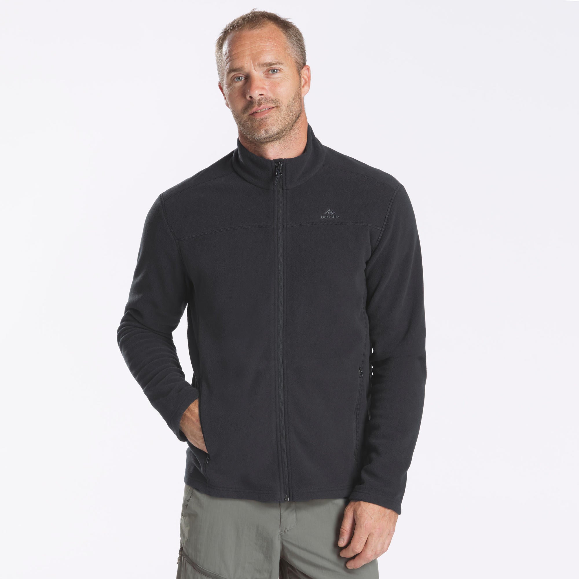 Quechua Men's MH120 Lightweight Hiking Fleece Jacket - Warm & Breathable for Outdoor Adventures, Camping & Travel