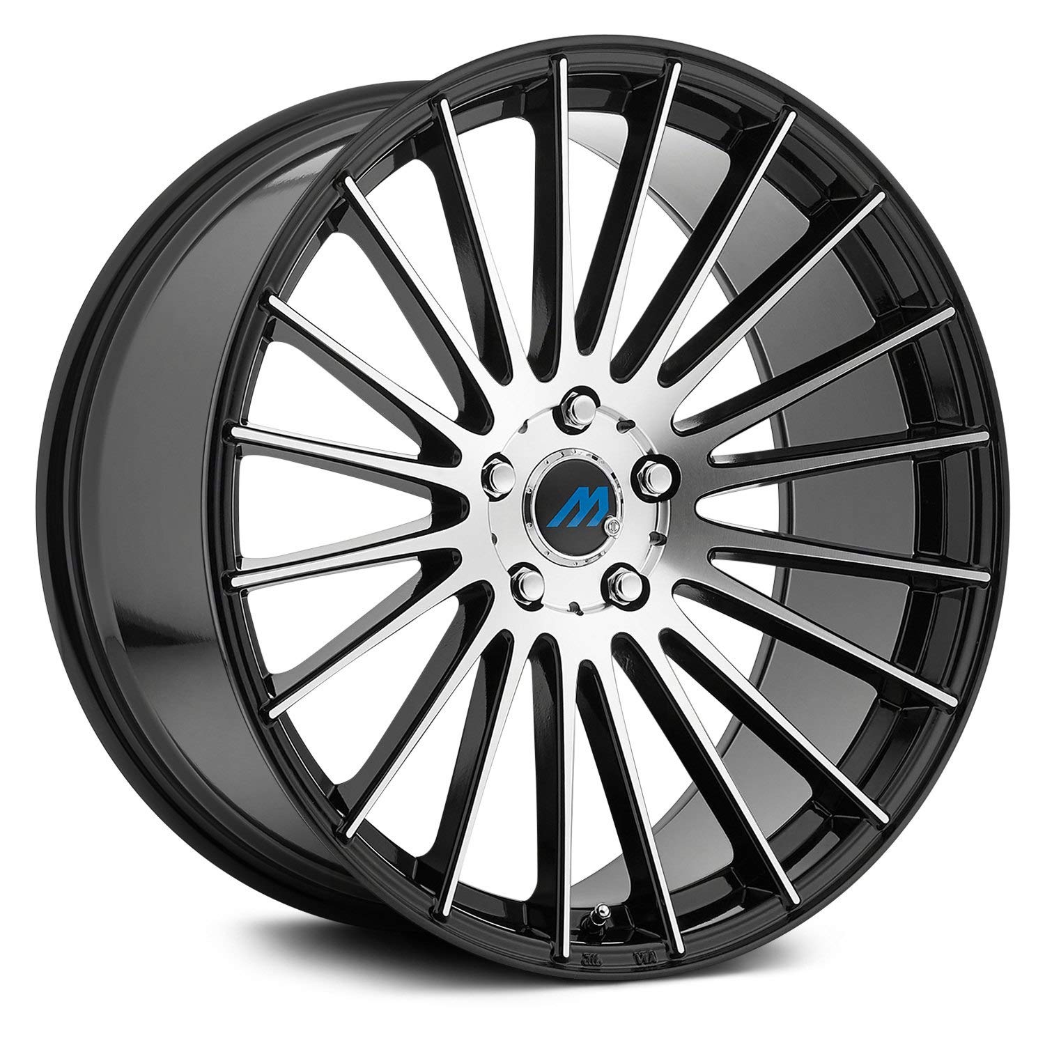 ME18 Glossy Black Wheel with Machined Face - 20x8.5 Inches, 5x114.3mm Bolt Pattern - Premium Alloy Rims for Cars, SUVs & Trucks - Perfect for Street Performance & Custom Builds