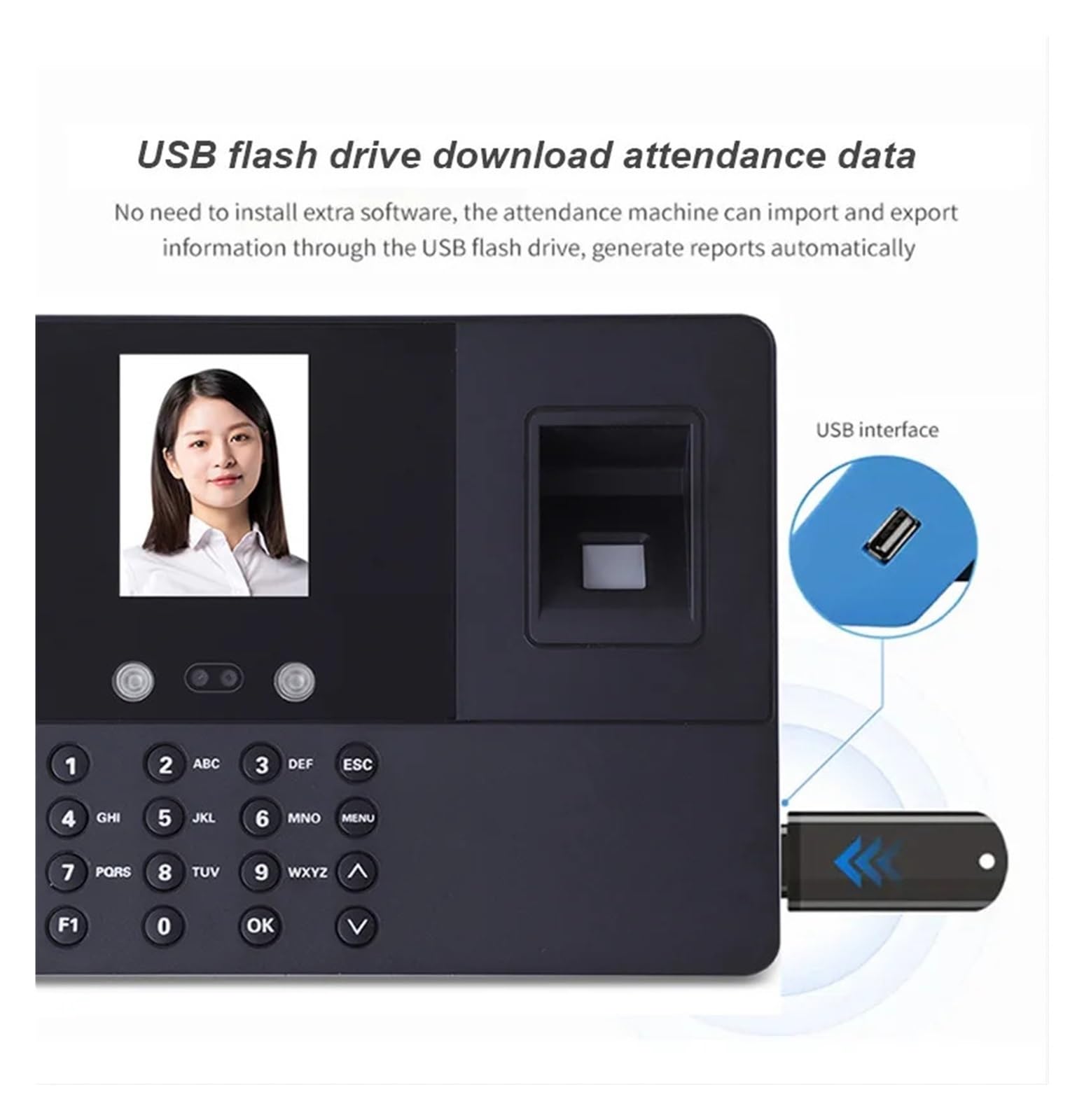 Biometric Face & Fingerprint Time Attendance Machine - Bilingual Chinese/English Display - Multilingual Punch Card System for Office & Workplace Security