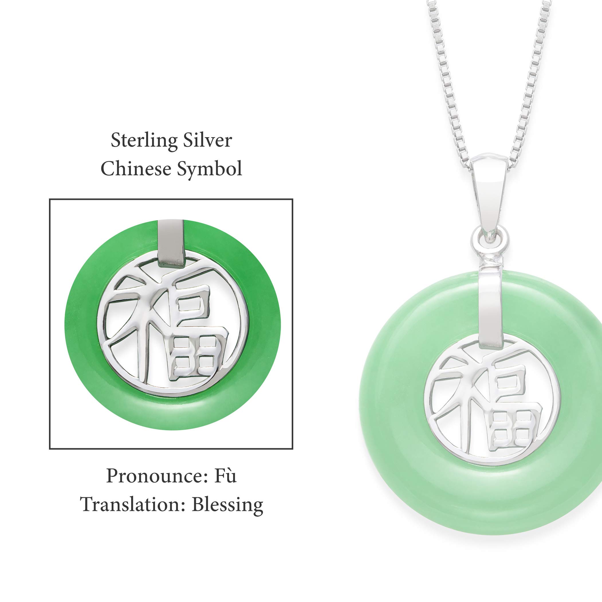 Belacqua Jade Good Luck Pendant Necklace for Women - Sterling Silver 18