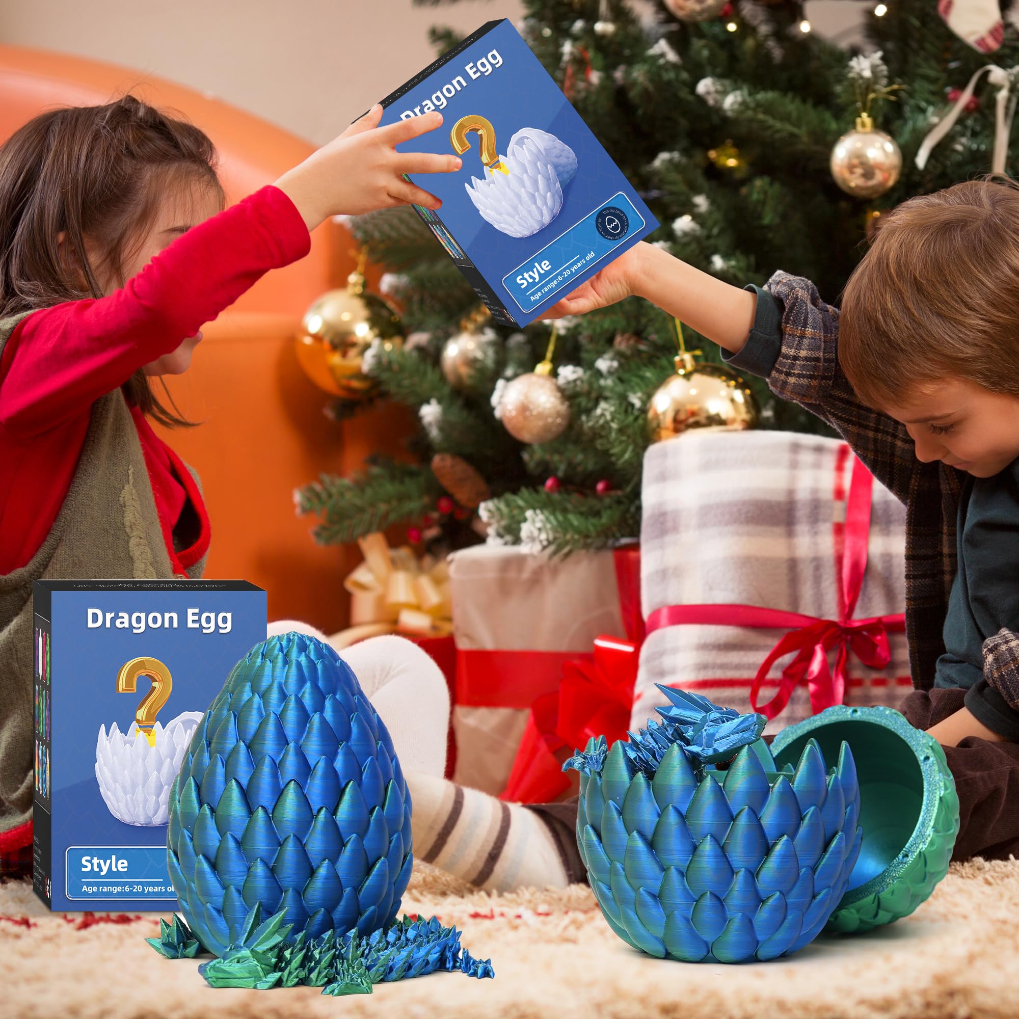3D Printed Dragon Egg with Crystal Dragon Inside - Desk Decor & Gift for Easter