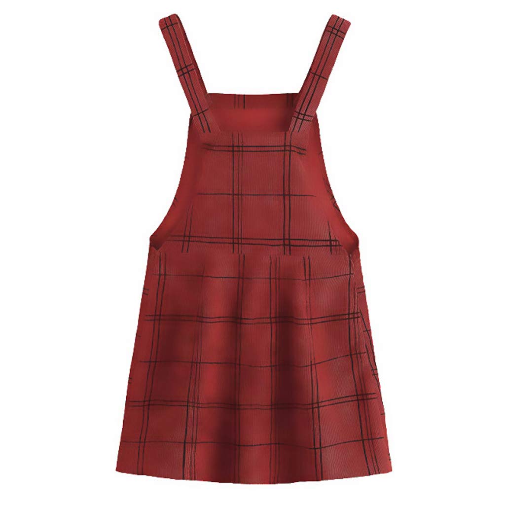 HHmei Women's Plaid Cute Strap Button-Up Straight Corduroy Overall Pinafore Dress - Perfect for Casual Outings, Workwear & Fall Fashion