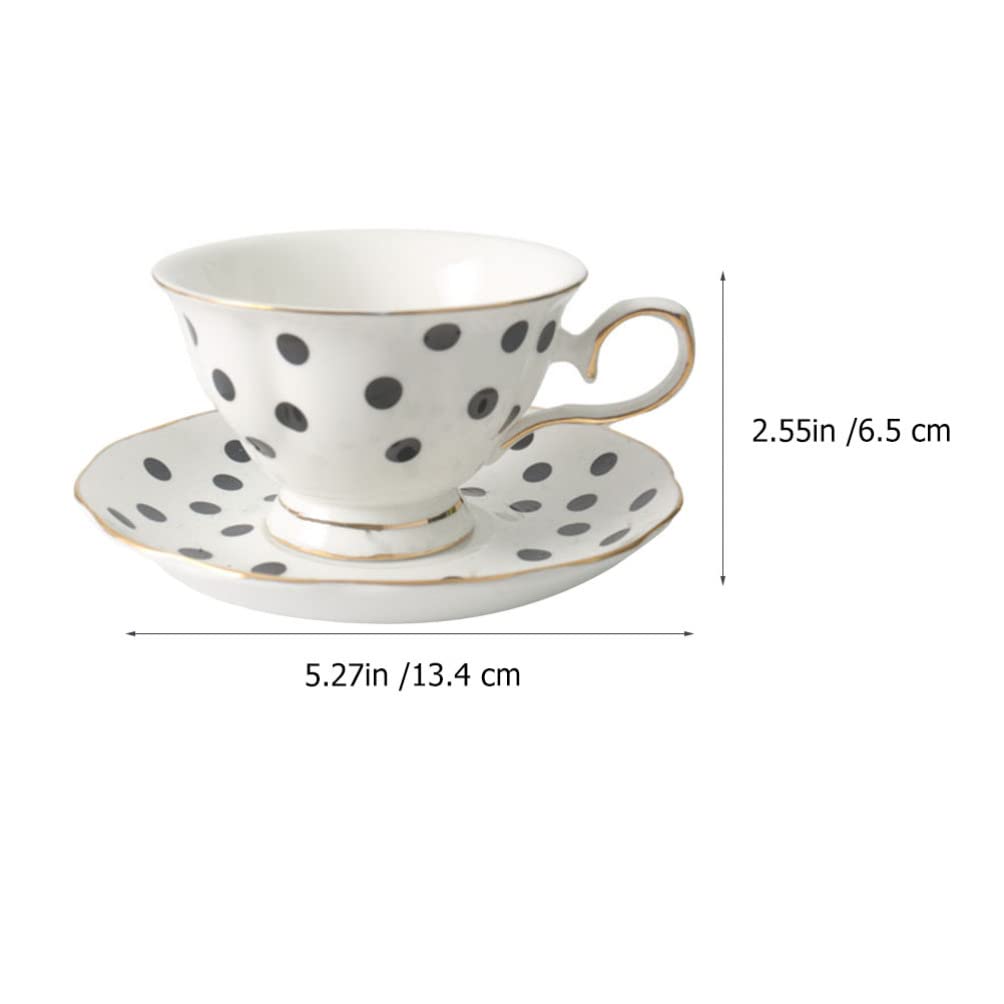 DOITOOL 16-Piece Porcelain Coffee Cup Set - White & Black Cappuccino Cups with Saucers, Tea Mugs, European Style Drinkware for Latte, Cafe, Travel - Perfect for Home, Office & Restaurant Use