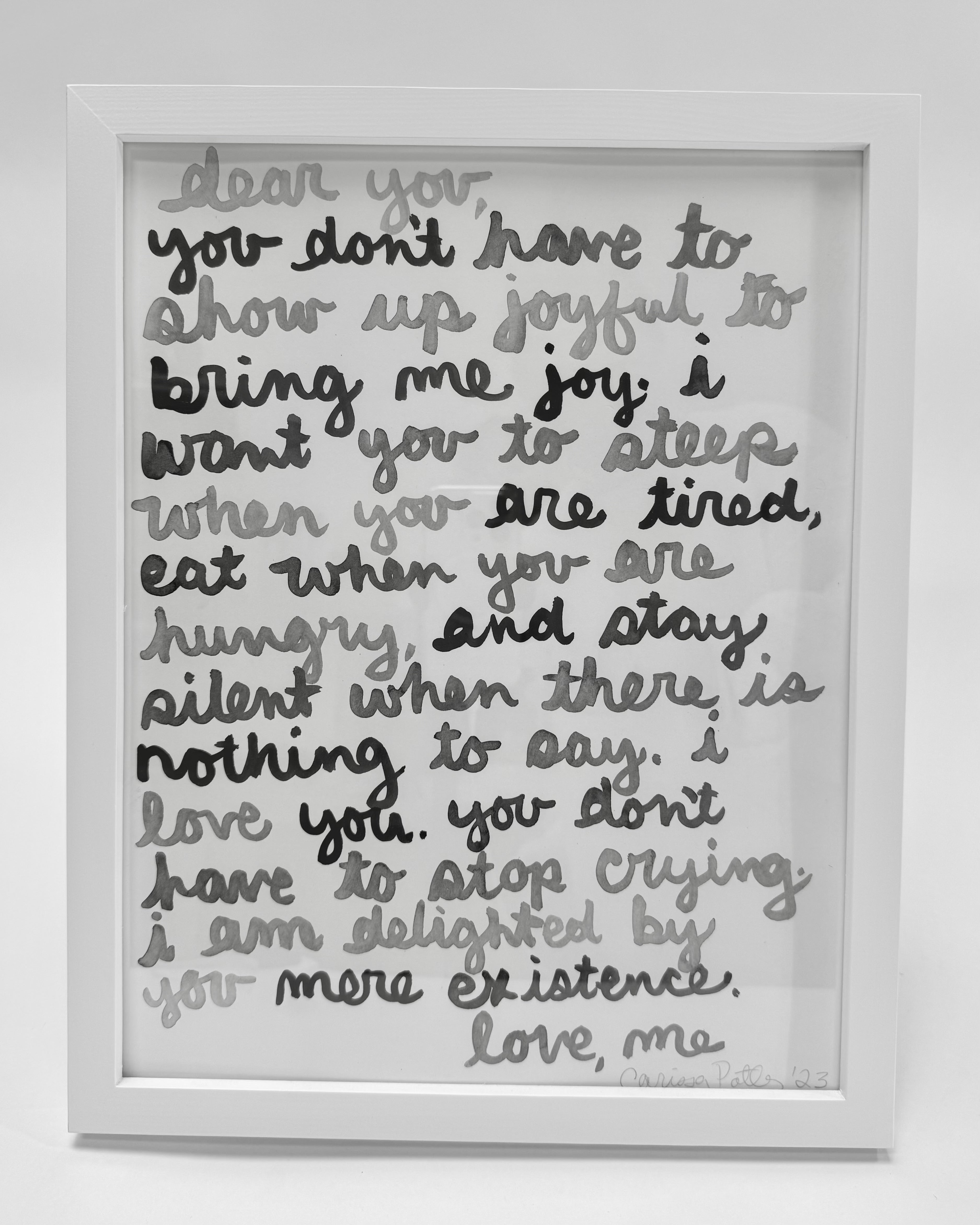 Dear You Sumi Ink Painting - Traditional Japanese Black Ink Artwork for Home Decor, Office, and Meditation Spaces