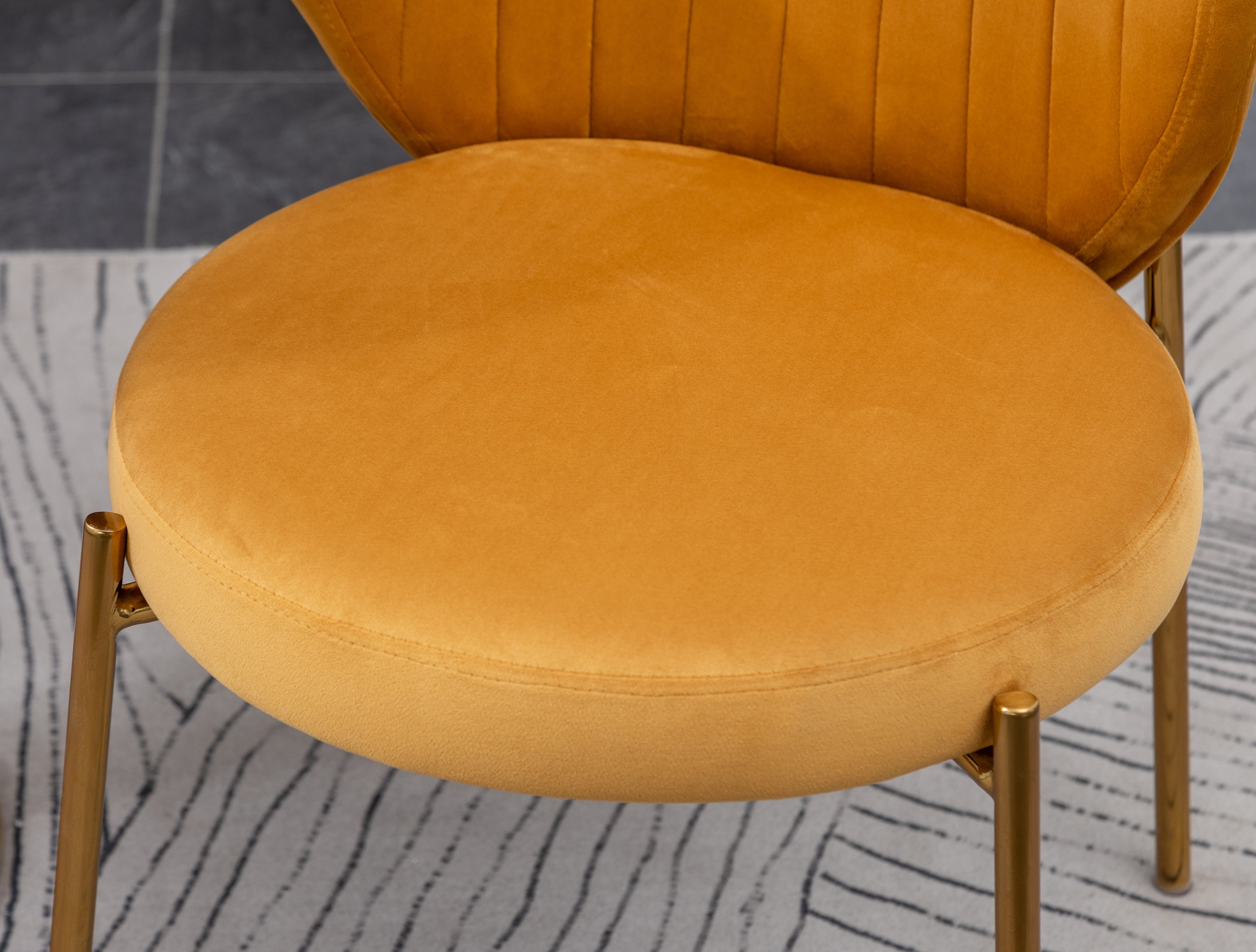 Roundhill Furniture Amoa Contemporary Velvet Upholstered Dining Chairs - Set of 2, Yellow - Modern Comfort for Kitchen, Dining Room & Home Office