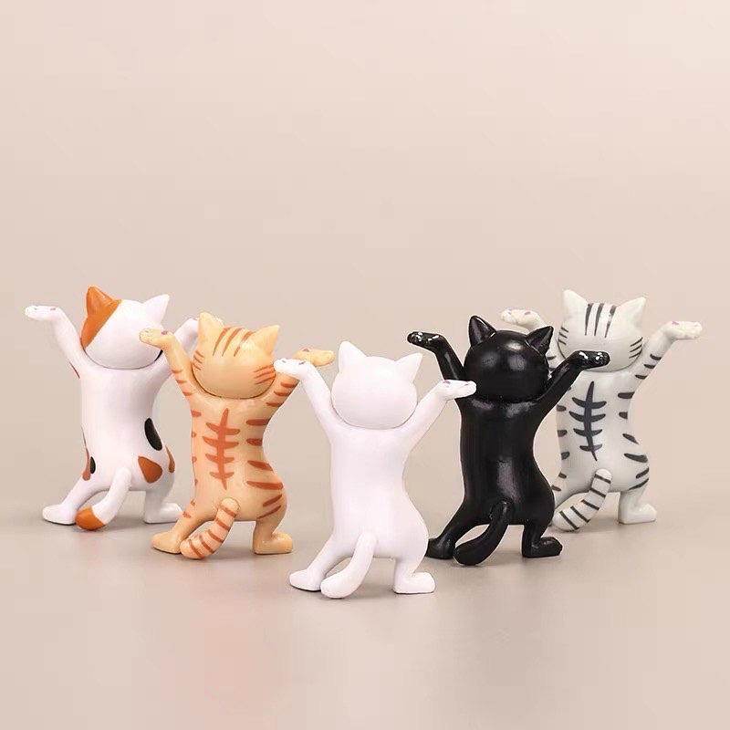 Cute Mochi Cat Phone Holder Stand - 5 Pack Adorable Cat-Shaped Silicone Grips for Phones, Tablets, and Devices - Perfect for Home, Office, and Car Use