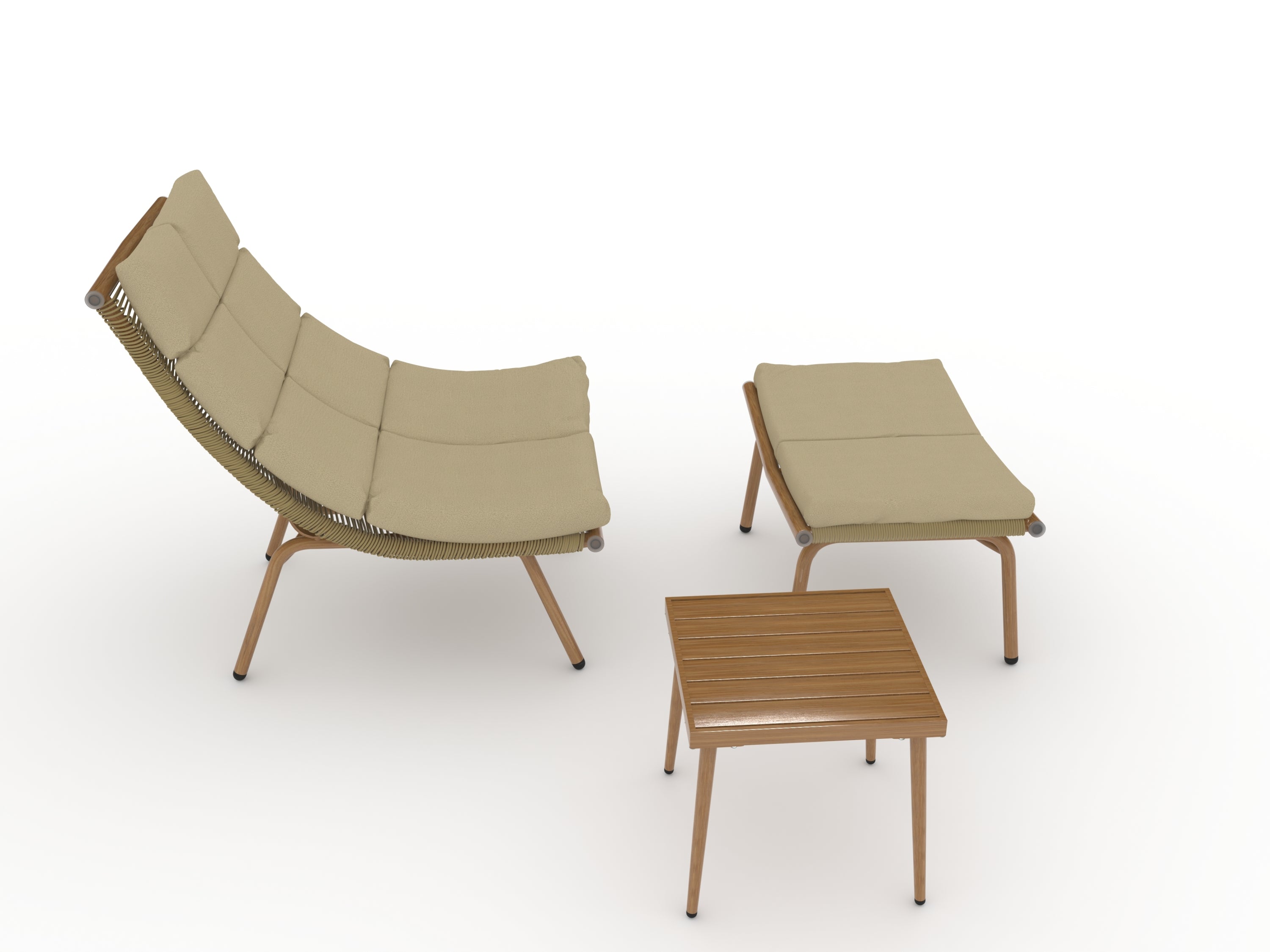 Wooden Chaise Lounge Chair with Side Table - Indoor & Outdoor Alloy Frame Recliner (380lbs Capacity) - Perfect for Camping, Gaming, Lunch Breaks, Garden Parties & Sunbathing