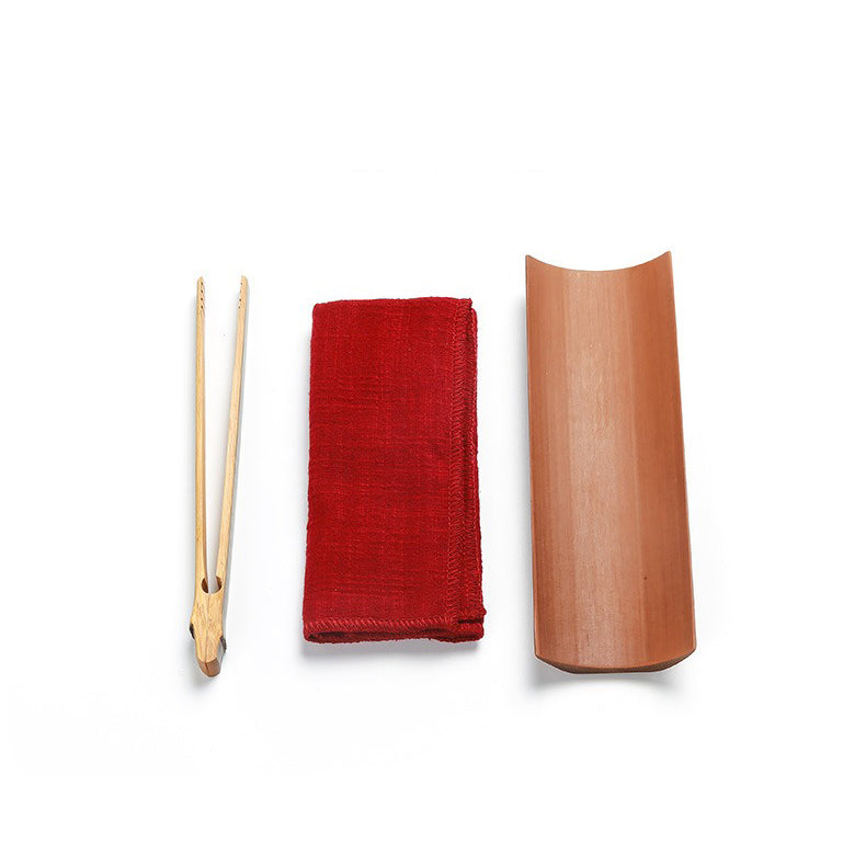 Premium Bamboo Tea Tray Set with Towel and Clip - Perfect for Chinese Gongfu Tea Ceremony, Home Tea Brewing, and Relaxing Afternoon Tea Time