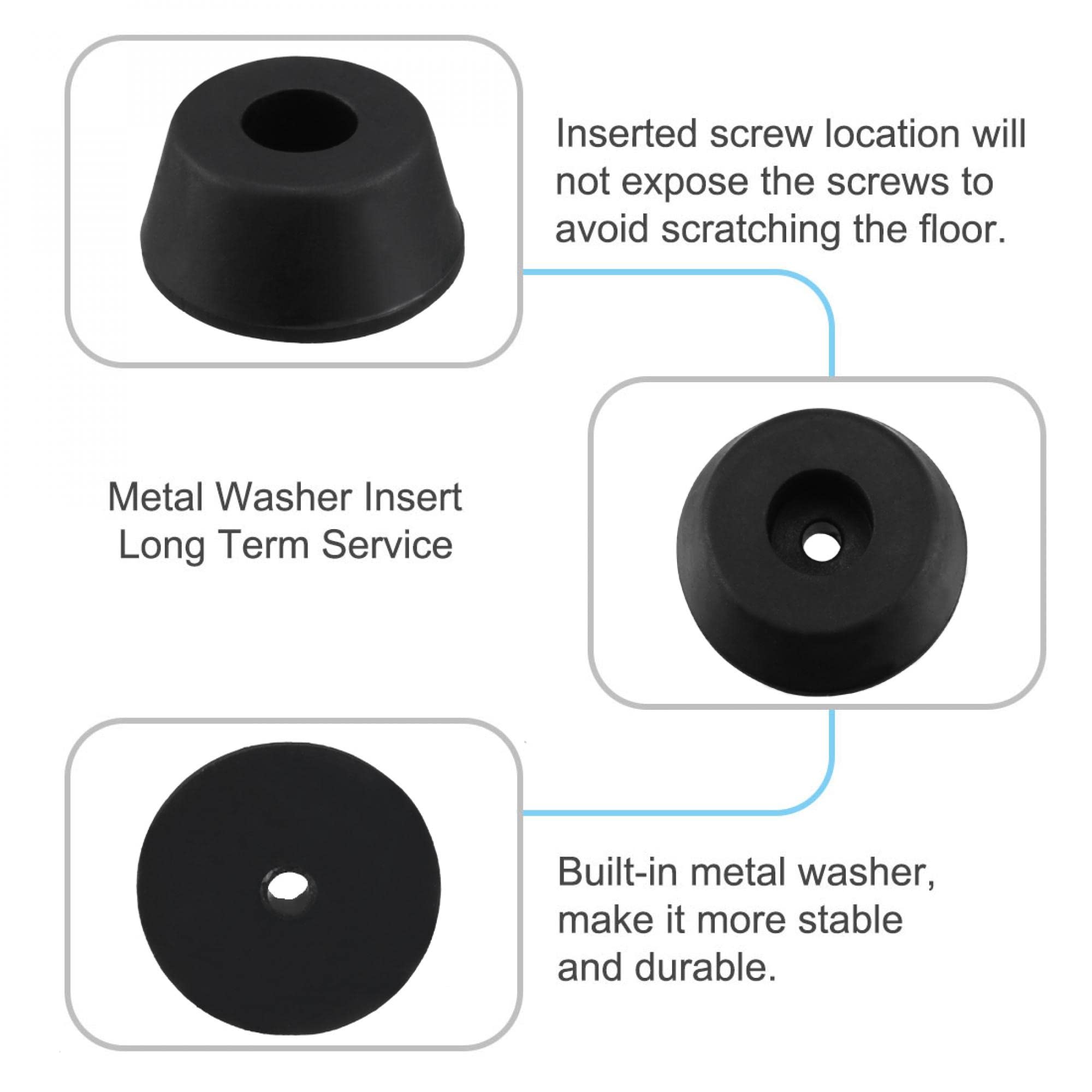 20Pcs Black Rubber Bumpers for Radio Cabinet Case Feet - Non-Slip Furniture Risers & Protectors for Home Audio Equipment, Speakers & Electronics