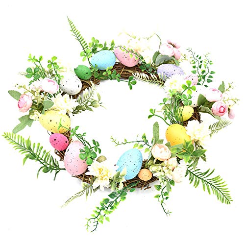 Sunflower Wreath for Easter - Colorful Spring Door Decor with Faux Eggs, Wall Hanging Home Decoration for Front Door, Living Room & Seasonal Celebrations (Multicolor, One Size)