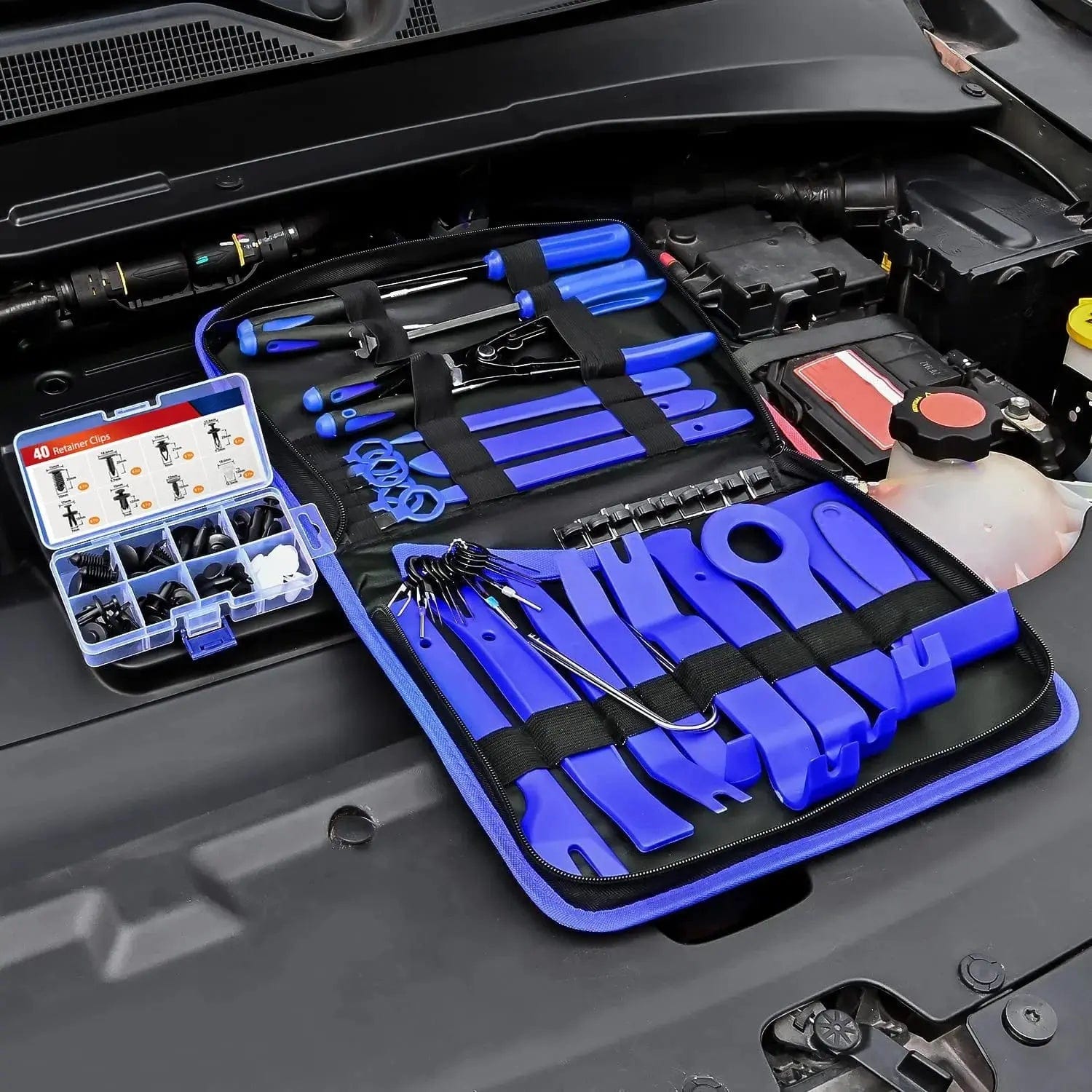 88-Piece Car Trim Removal Tool Kit - Blue - Perfect for Auto Interior Repair, Panel Removal & DIY Car Detailing