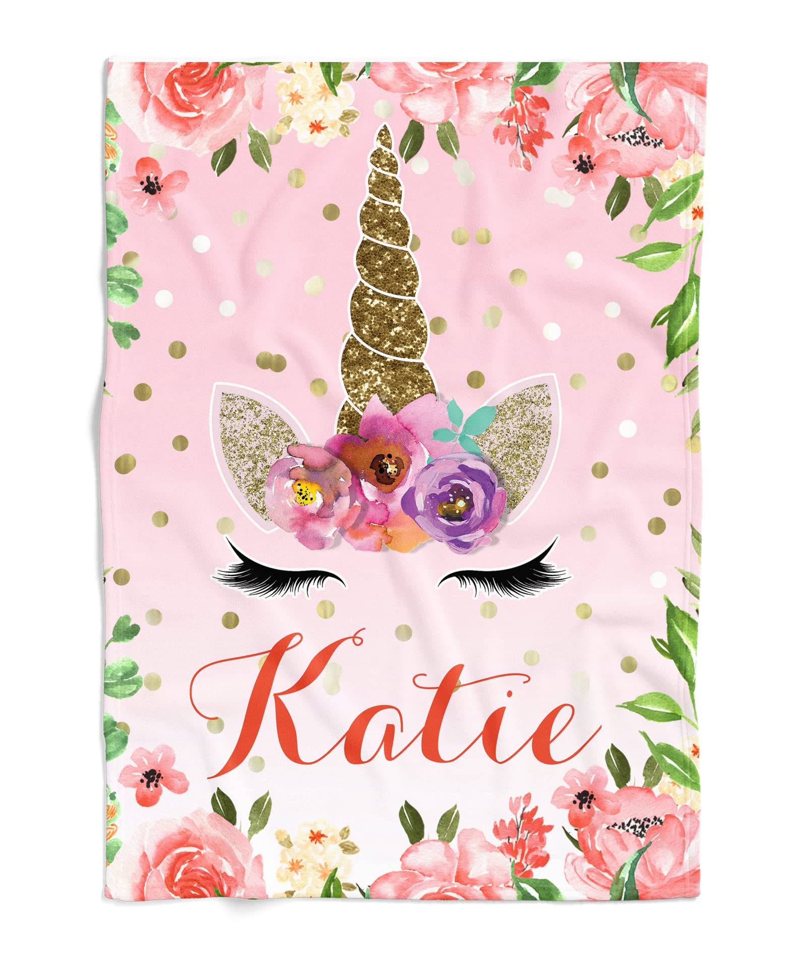 Personalized Baby Blanket with Name - Pink Unicorn, Elephant & Giraffe Designs - Soft Fleece Blanket for Baby Boys & Girls (Blue, Purple, Pink) - Perfect for Nursery, Gift Giving & Photo Shoots