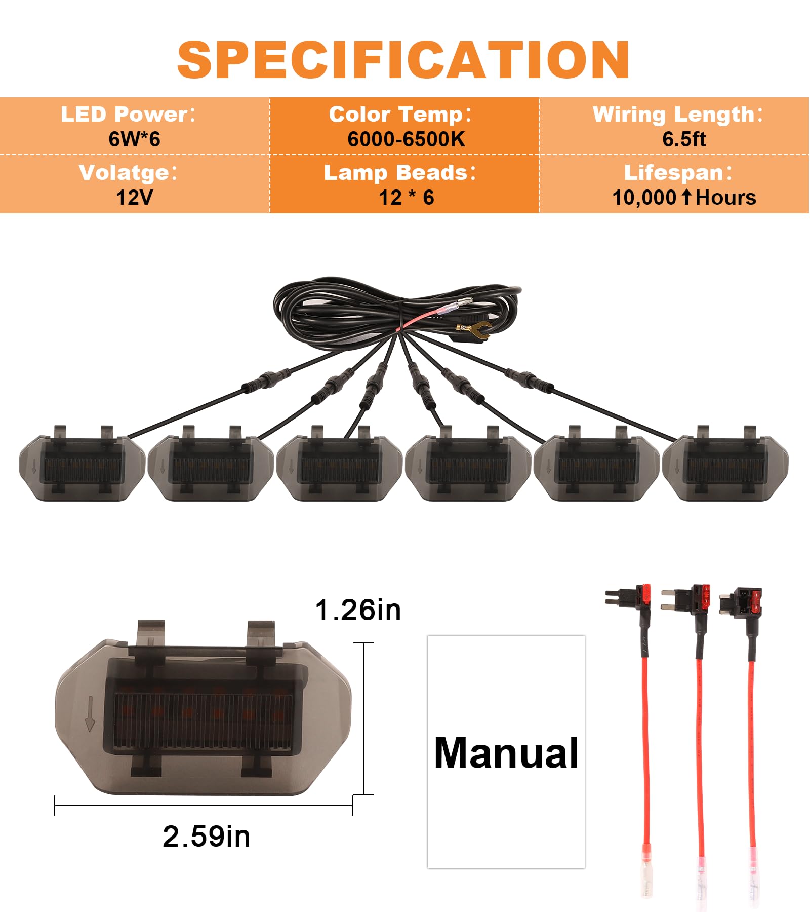 Jeep Wrangler JL JLU Front Bumper Grille LED Running Marker Lights - White Off-Road Accessories (2024-2025) | Perfect for Night Driving & Off-Road Adventures
