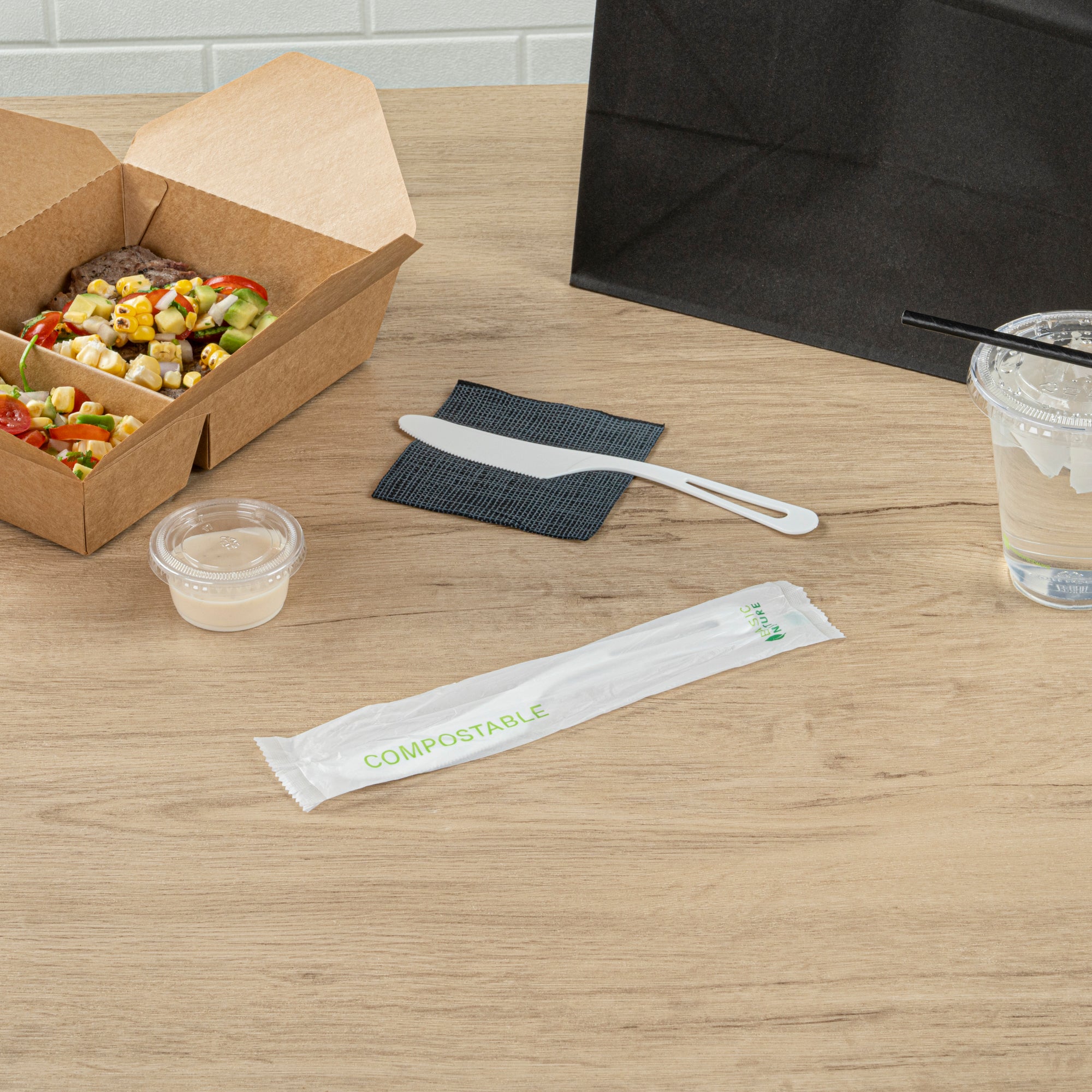 Eco-Friendly Compostable CPLA Plastic Knives - 250 Count Box, Heat Resistant & Biodegradable Cutlery for Parties, Picnics, and Outdoor Events