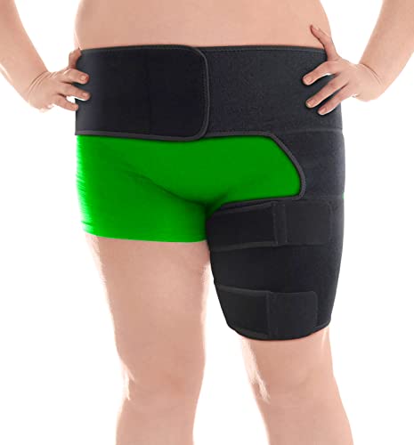 **Hip Brace Thigh Compression Sleeve for Pain Relief – Plus Size Hamstring & Groin Support Wrap – Sciatica, Hip Replacement Recovery – Left/Right Large for Men & Women – Ideal for Running, Workouts & Post-Surgery Support**