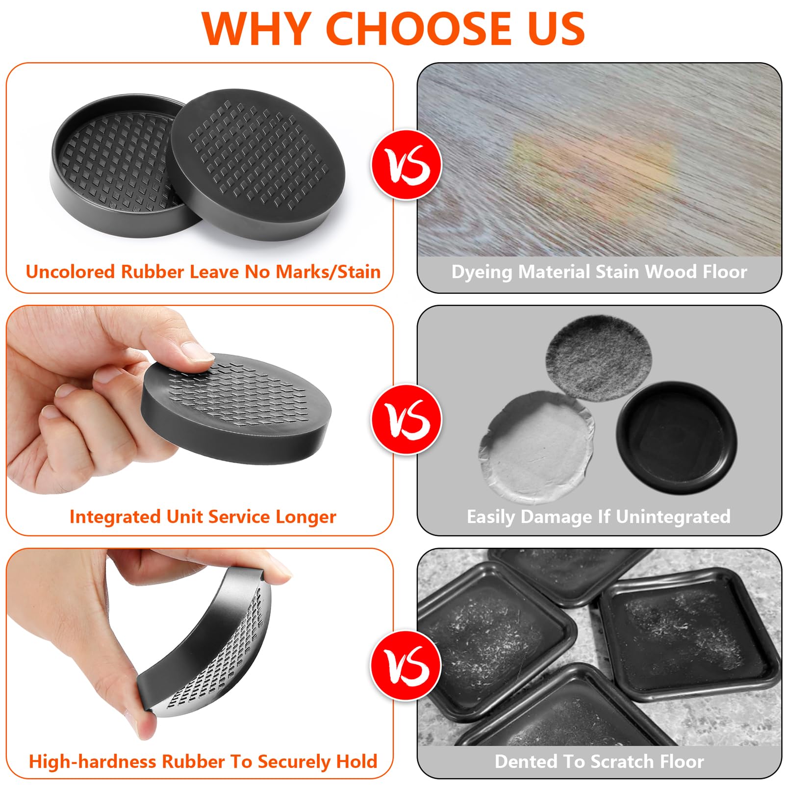 Non-Slip Furniture Coasters - Premium Rubber Pads for Hardwood Floors Protection | 4-Pack 3