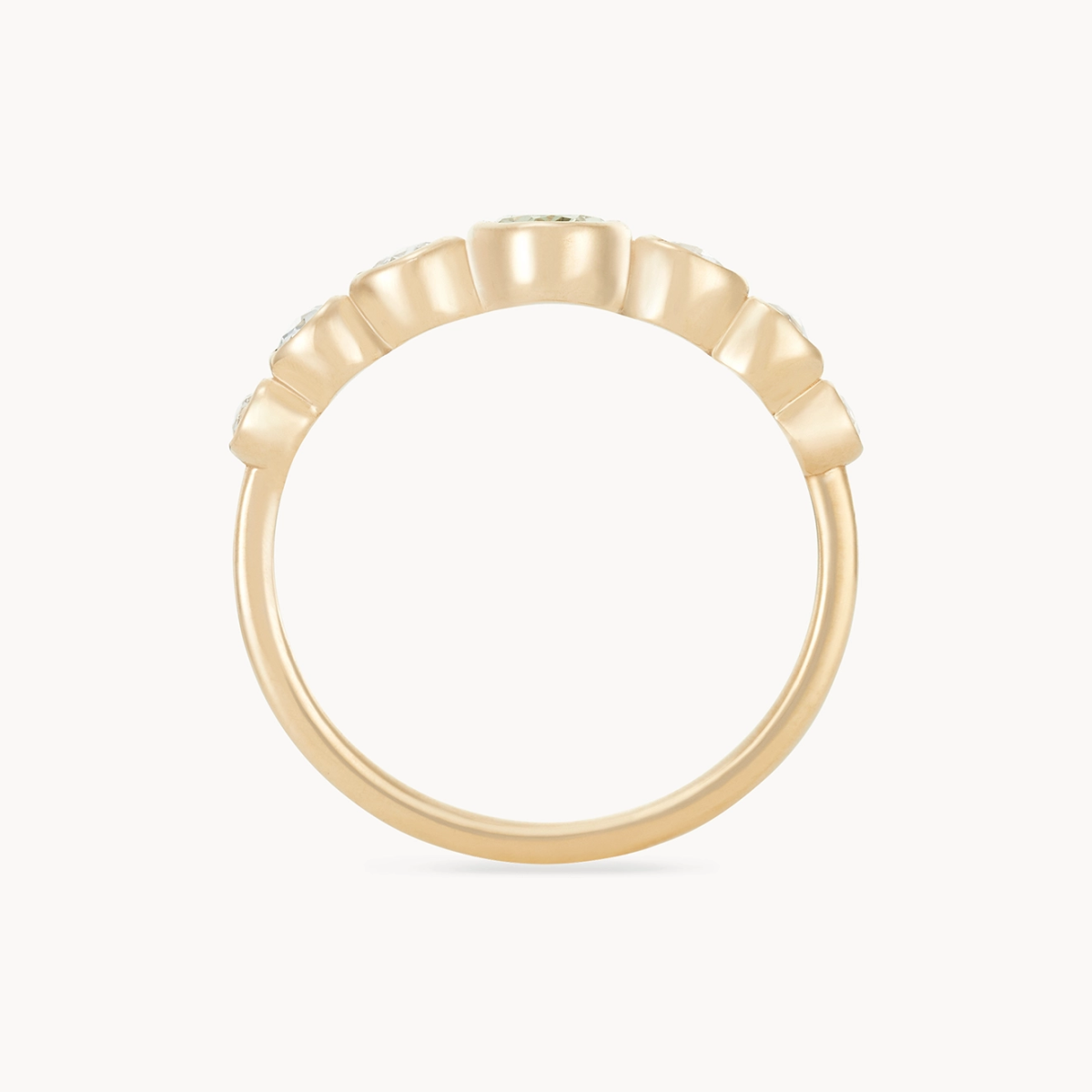 Unique 14K Yellow Gold Green Oval Sapphire Rose Cut Diamond Ring – Enduring Devotion One-of-a-Kind Jewelry for Engagement, Anniversary & Special Occasions