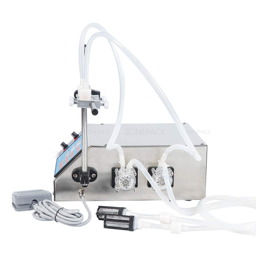 Double Head Peristaltic Pump Liquid Filling Machine - 2 Nozzles Semi-Automatic Desktop Digital Control Filler for Beverages, Perfume, Juice & Milk | Perfect for Small Batch Production, DIY Mixing & Home Brewing