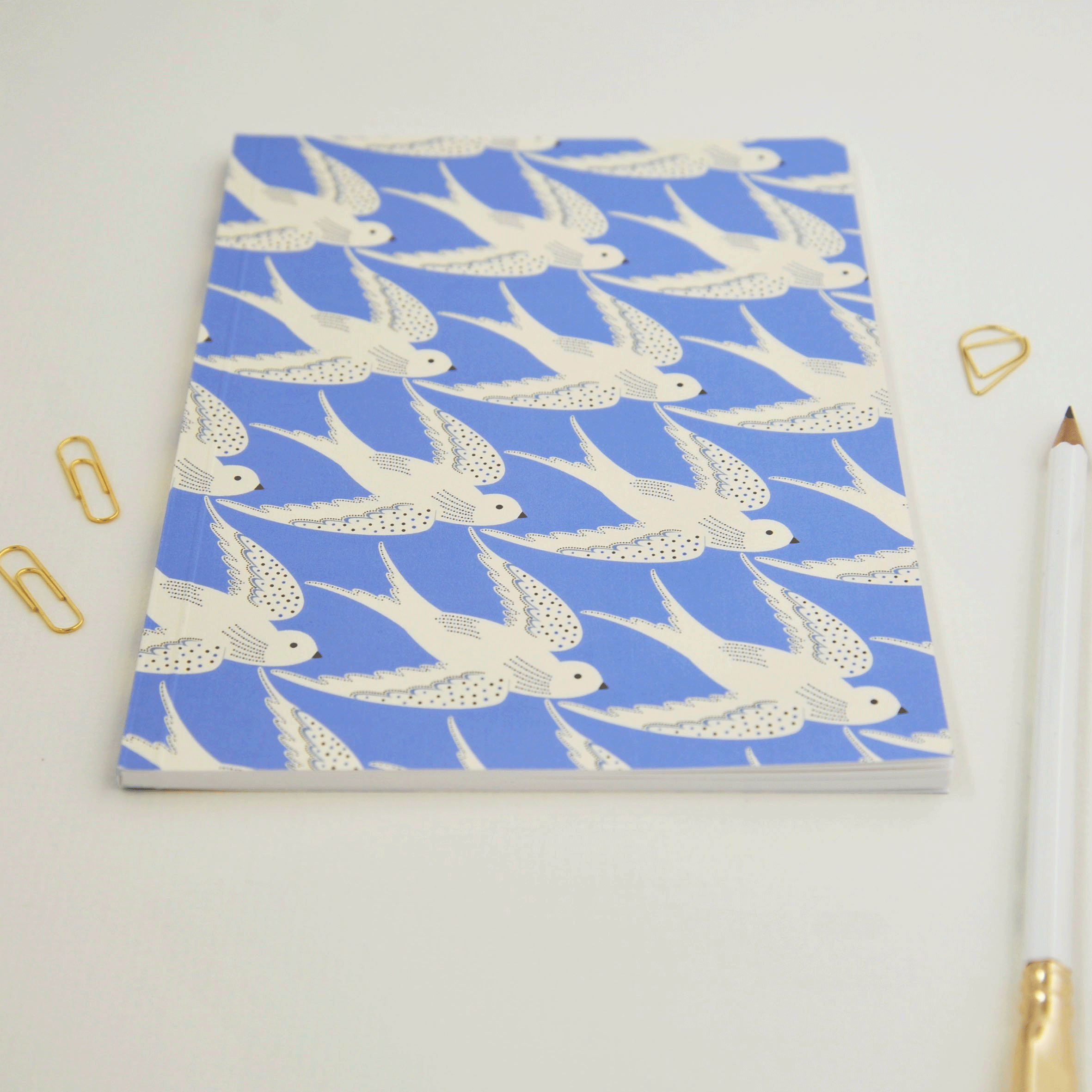 Blue Birds Design A5 Perfect Bound Notebook - Premium Lined Journal for Writing, Sketching & Note Taking - Ideal for School, Office & Travel