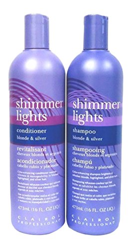 Shimmer Lights Purple Shampoo & Conditioner Set for Blonde, Silver & Gray Hair - Tones Brassiness & Enhances Shine - Salon Quality Hair Care for Color-Treated Hair