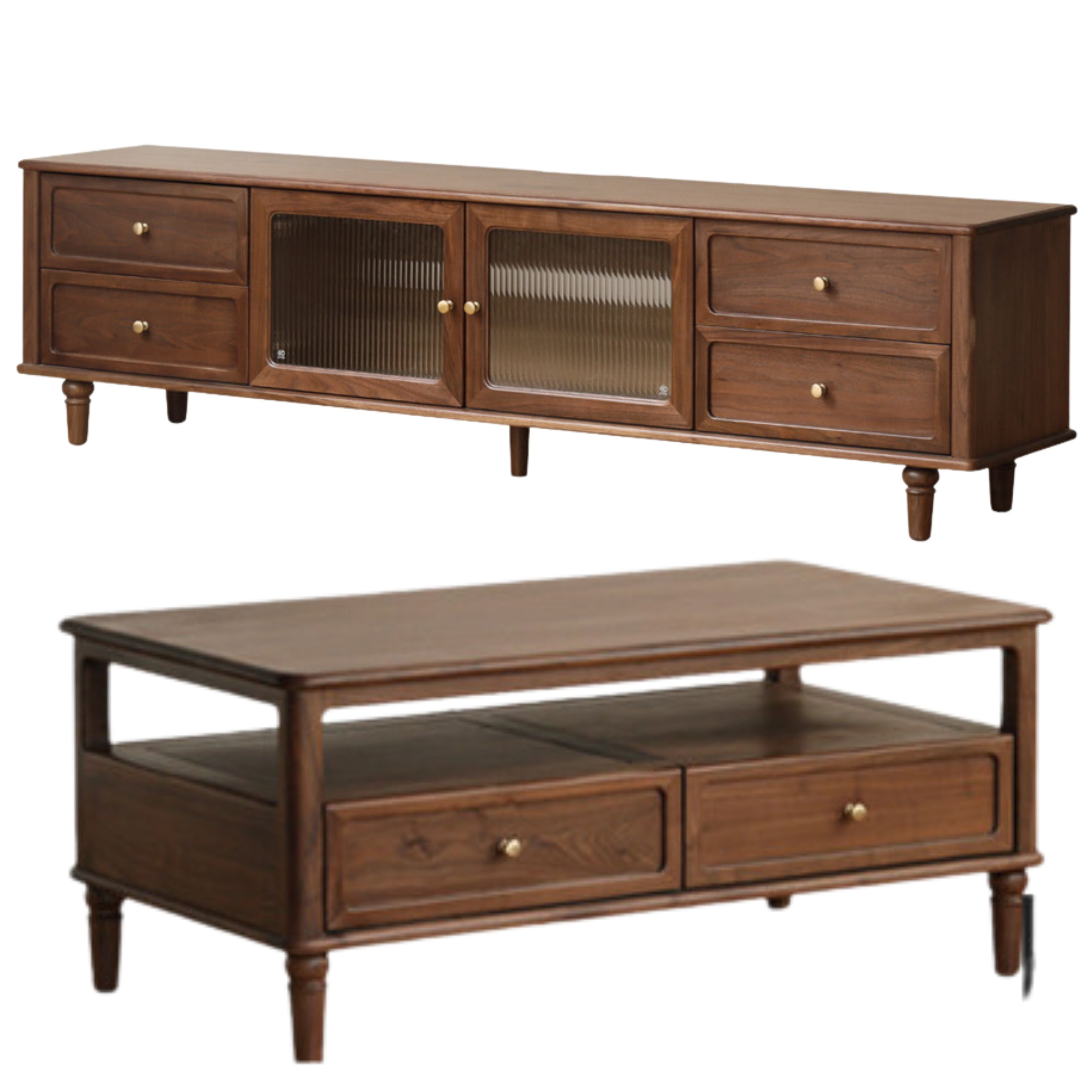 Solid Black Walnut Wood TV Stand - American Retro Style Locker Cabinet for Living Room & Home Theater Storage