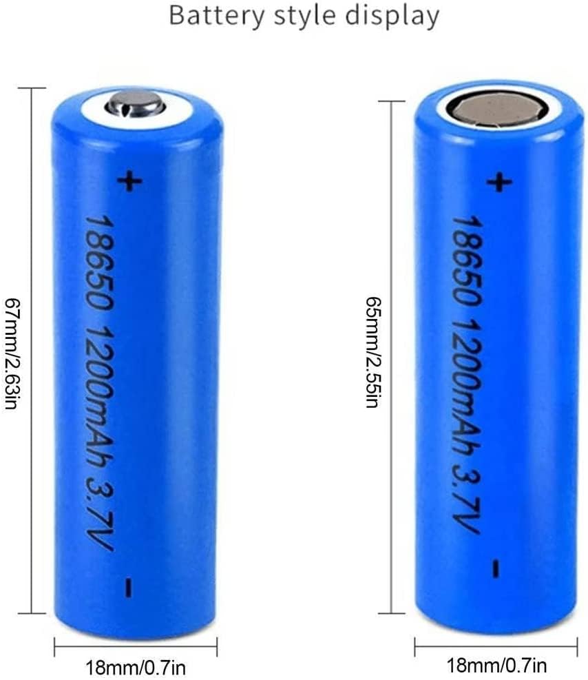 2Pack 18650 Rechargeable Batteries 3.7V 1200mAh Lithium-ion Button Top Battery for Flashlights, Vape Mods, and Electronic Devices – Not AA/AAA or Flat-top Battery