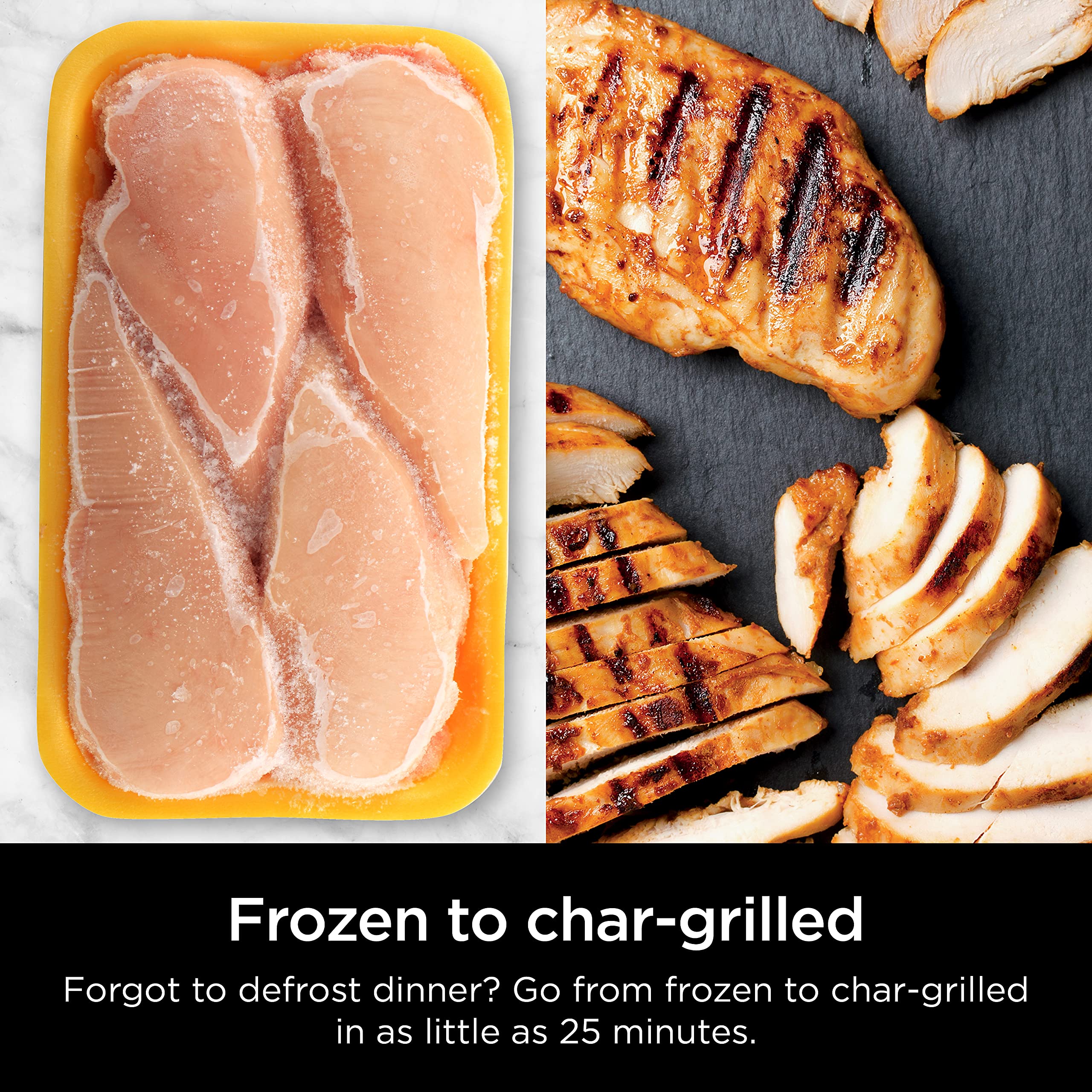 Ninja IG651 Foodi Smart XL Pro 7-in-1 Indoor Grill & Griddle Combo - Air Fryer, Dehydrator, Smart Thermometer, Pro Power Grate - Perfect for Indoor Grilling, Healthy Cooking & Meal Prep - Black