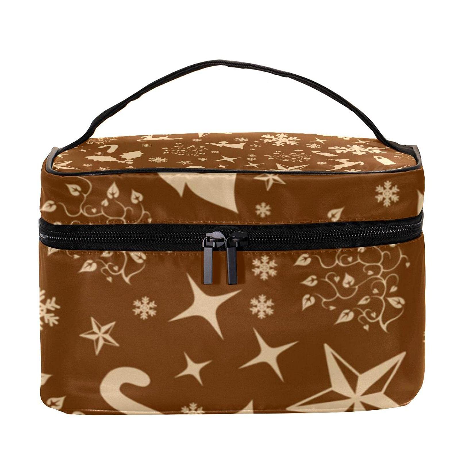Christmas Deer Snowflake Pattern Travel Makeup Bag - Large Cosmetic Organizer with Zipper for Women & Girls | Perfect for Holiday Gifts, Travel Essentials & Toiletry Storage