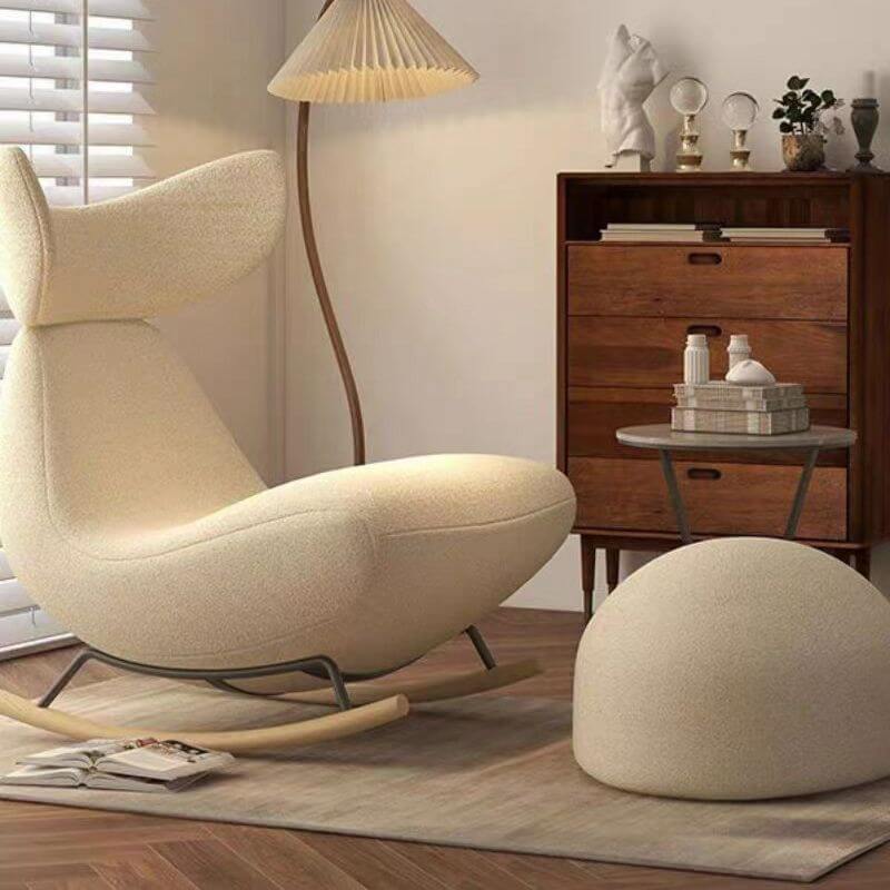 Ergonomic Wooden Rocking Chair with Wingback Design - Perfect for Living Room, Nursery, or Office Relaxation