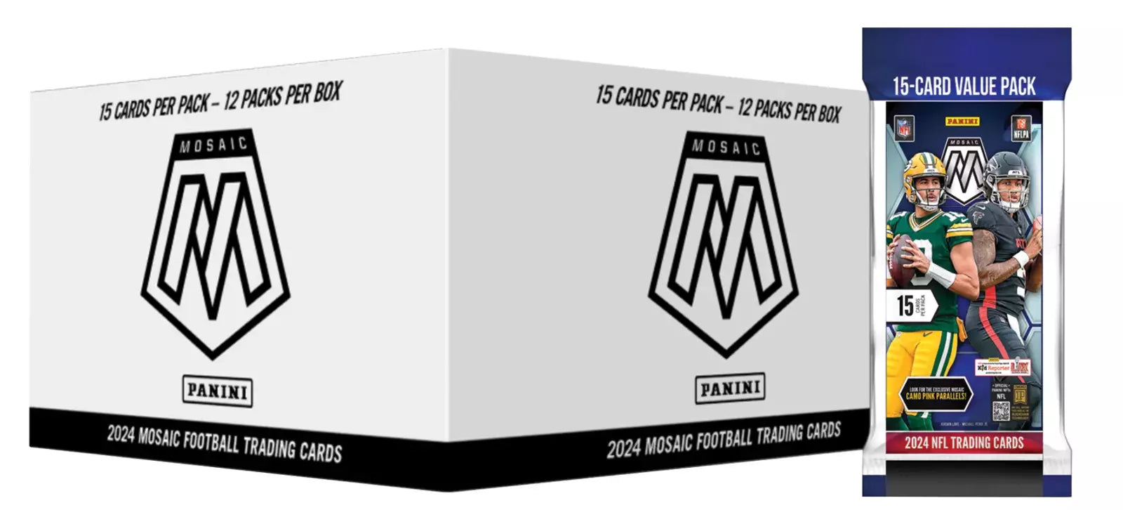 2024 Panini Mosaic Football 12 Fat Pack Box - NFL Trading Cards Collection for Sports Fans & Collectors - Perfect for Gifts, Investments, and Fantasy Football Enthusiasts