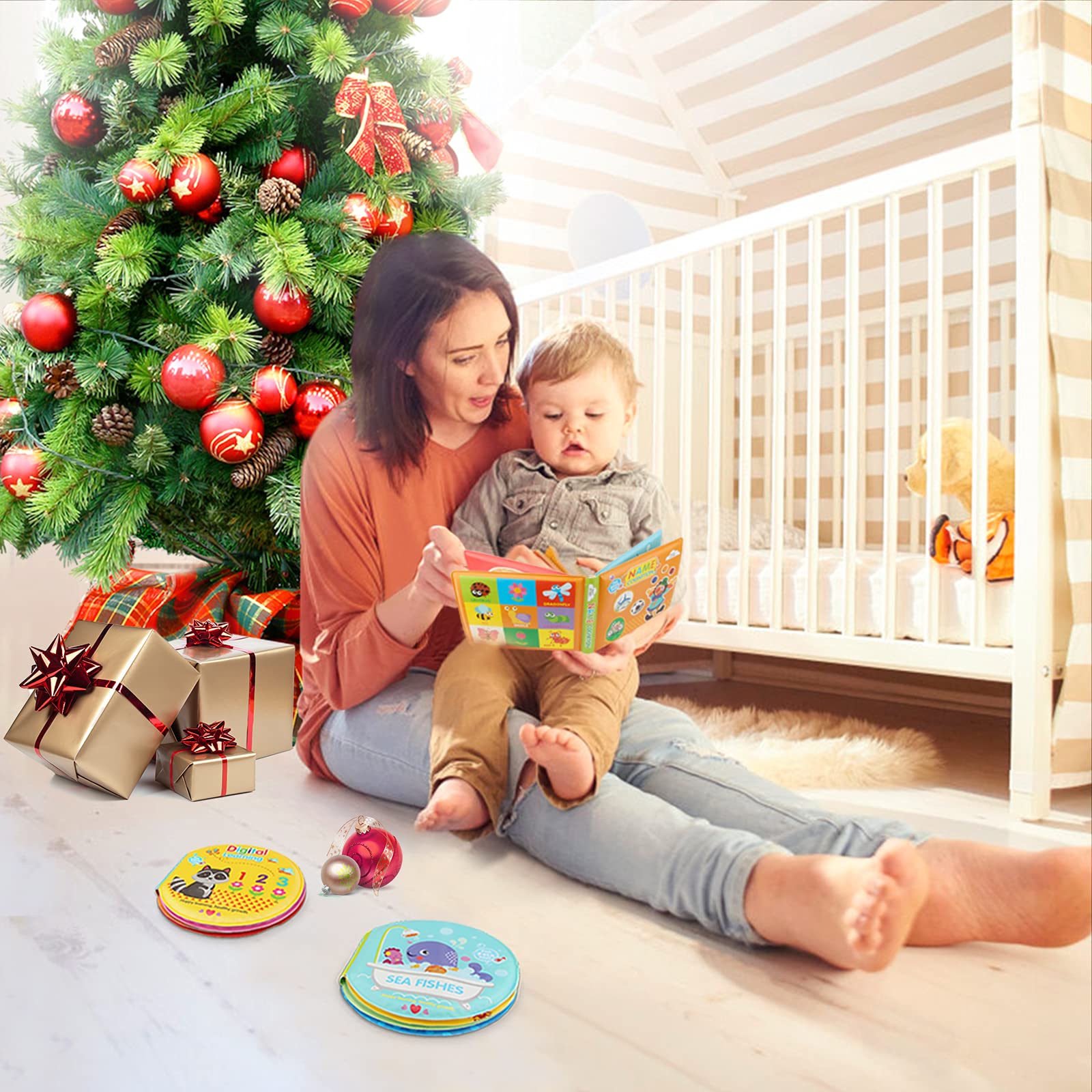 Non-Toxic Baby Bath Toys Set of 3 - Soft Educational Bathtub Toys for Toddlers 6-18 Months | Floating Bath Books & Fun Learning Toys for 1-3 Year Old Boys & Girls | Perfect for Bath Time Play & Early Childhood Development