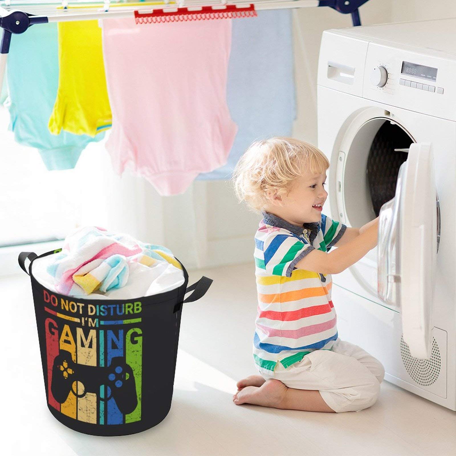 Retro Gamer Laundry Hamper - Waterproof Foldable Clothes Storage Bag for Dirty Laundry | Collapsible Toy Organizer Bin for Bedroom, Office & Kids Room | Perfect Gift for Gamers & Organizing Clothes, Toys