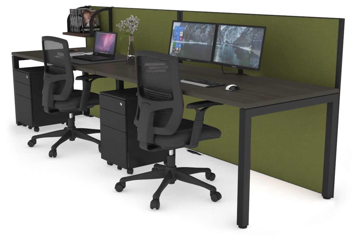 Horizon Quadro 2 Person Office Workstation with Square Legs - 1600L x 800W Desk with Cable Management Scallop - Perfect for Shared Workspaces & Collaborative Office Environments