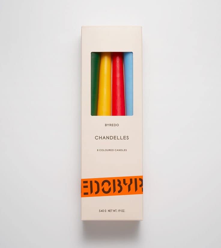 BYREDO Chandelles 8-Piece Colored Candles Set - Hand-Dipped Scented Candles for Home Decor, Romantic Dinners & Relaxing Bath Time