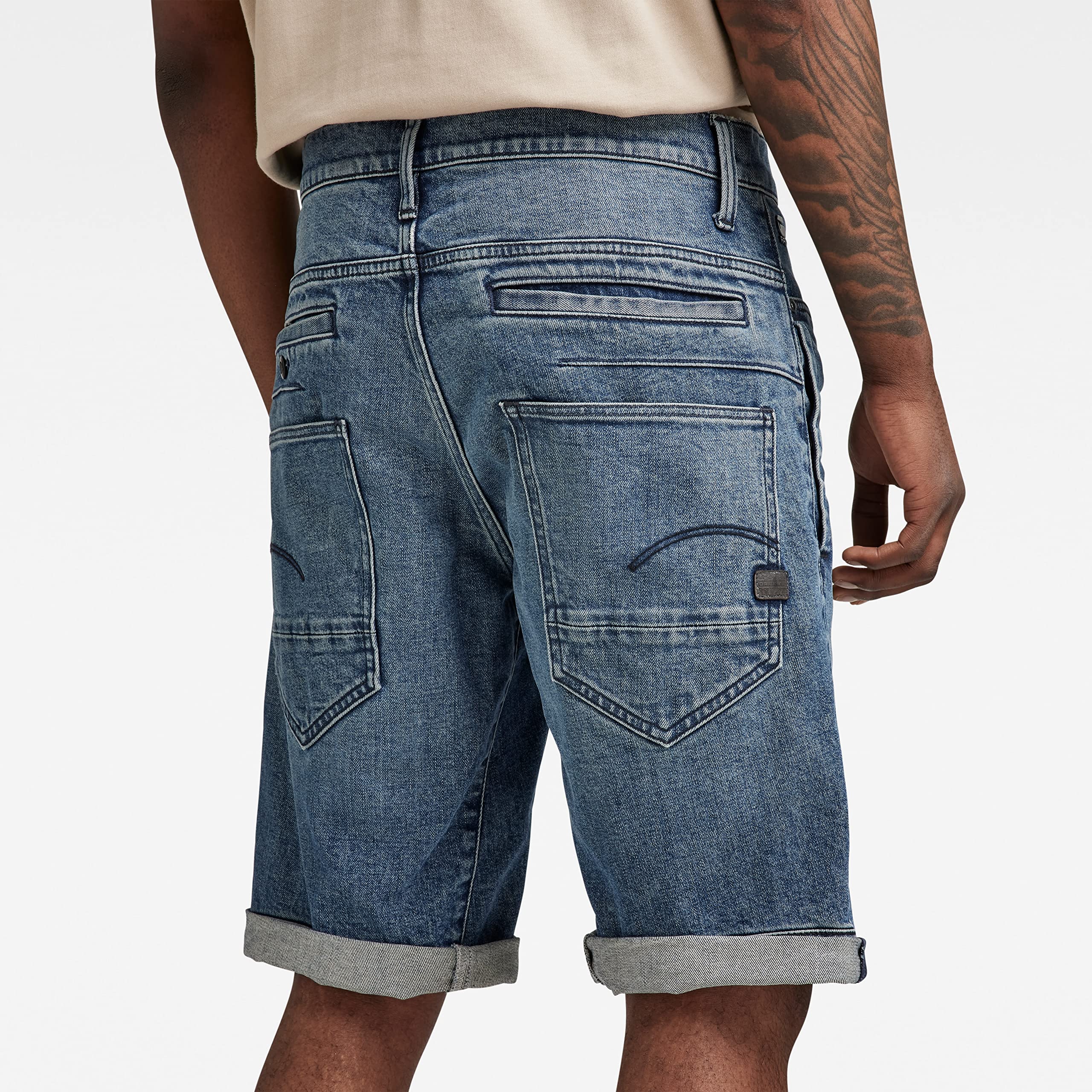 G-STAR Men's D-STAQ 3D Straight Fit Denim Shorts | Classic Blue Jeans Shorts for Men | Casual Summer Wear, Street Style & Outdoor Activities