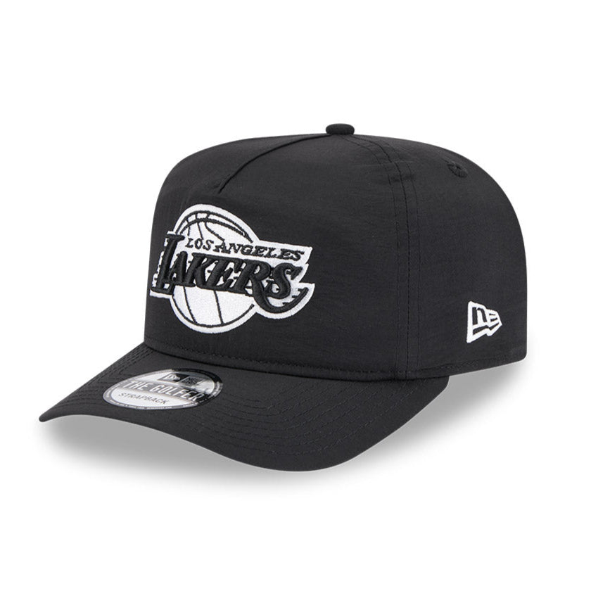 New Era Los Angeles Lakers Strapback Hat - Black Nylon Golf & Casual Cap for Men & Women - Perfect for Sports, Outdoors & Everyday Wear