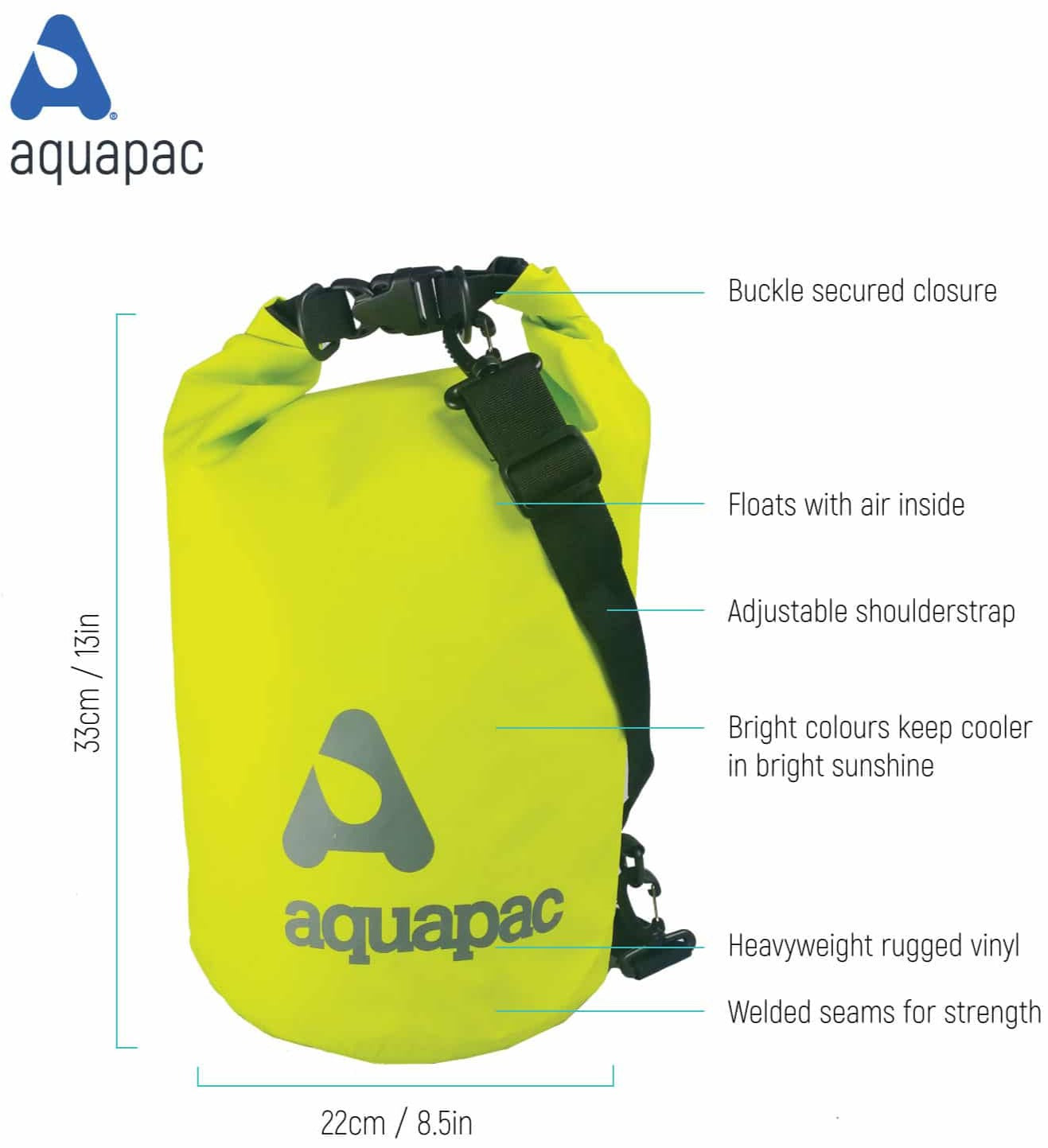 Aquapac Waterproof Dry Bag 15L - Lightweight & Durable for Kayaking, Camping, Hiking & Beach Trips